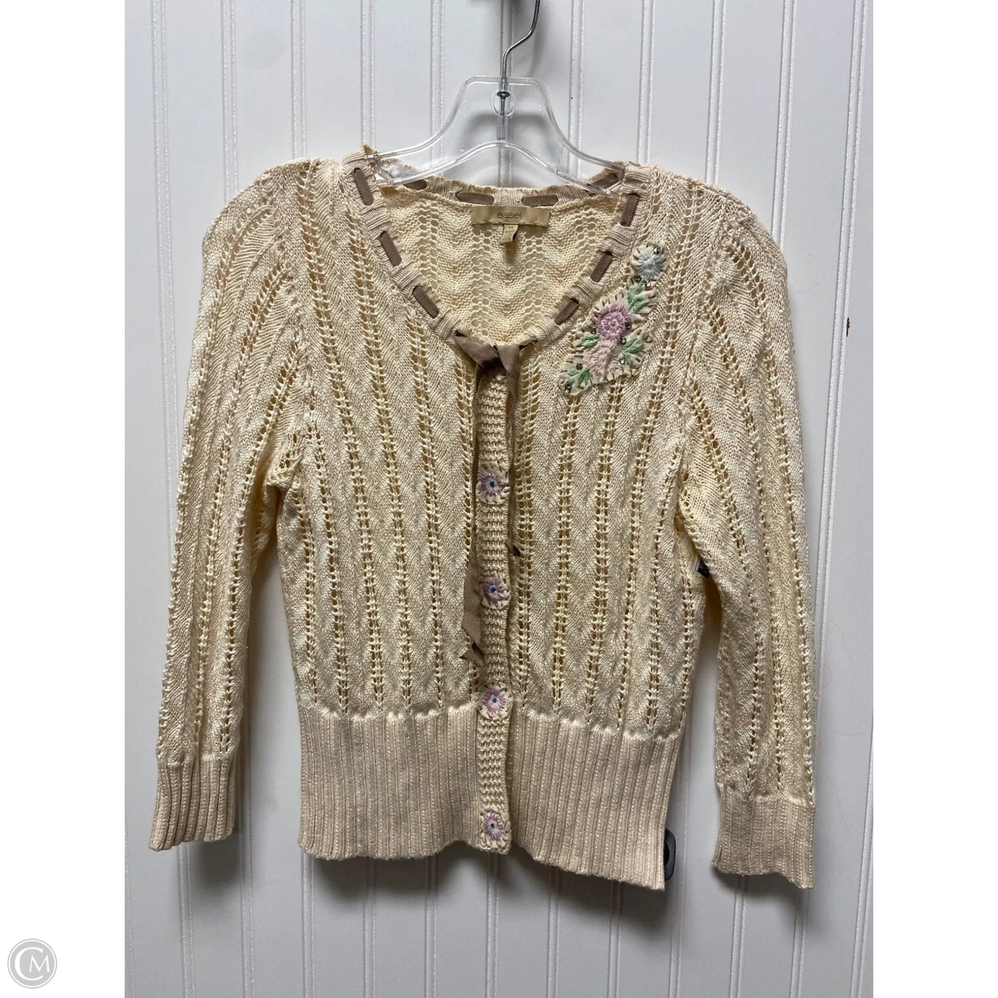 Sweater Cardigan By Easel In Beige, Size: M