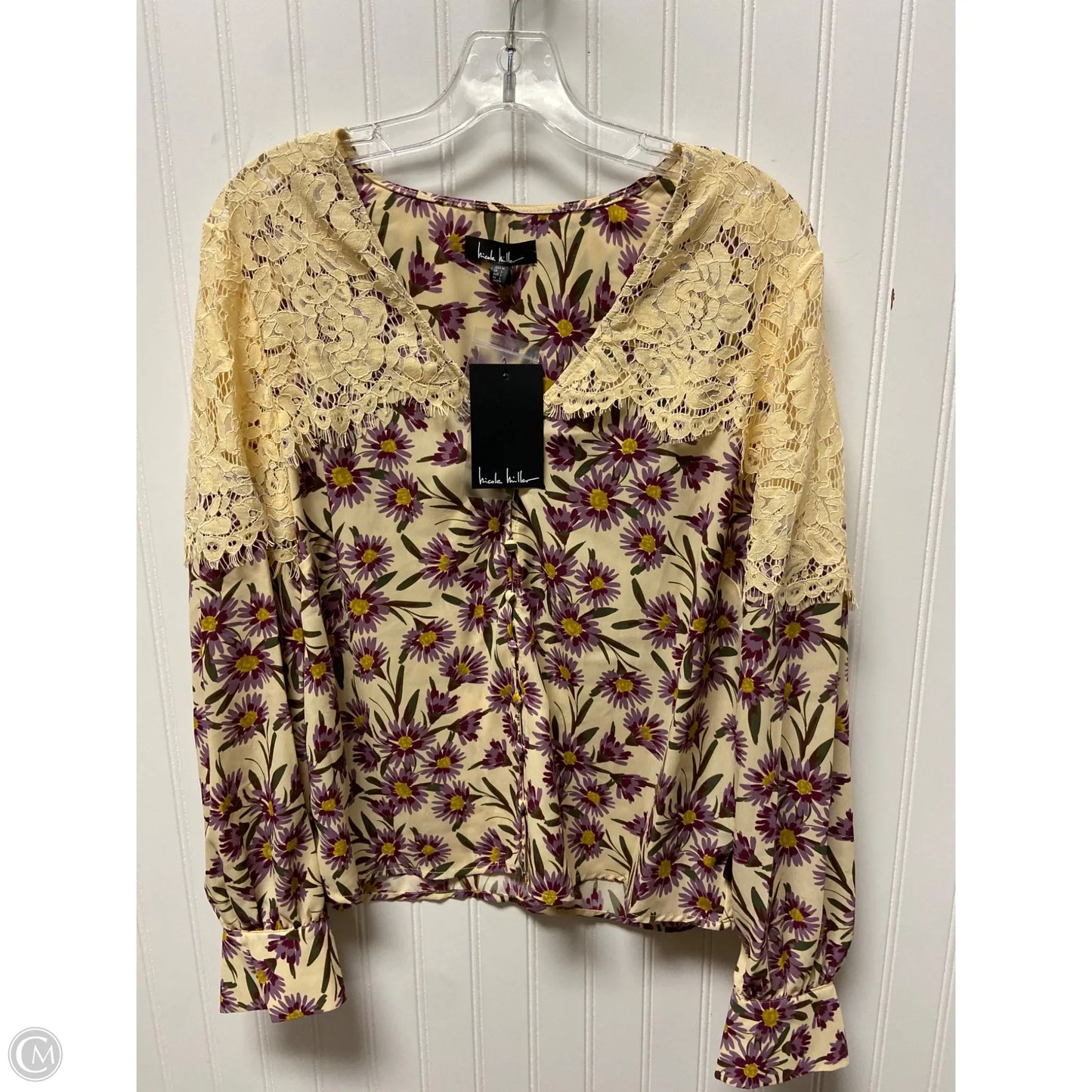 Top Long Sleeve By Nicole Miller In Yellow, Size: M