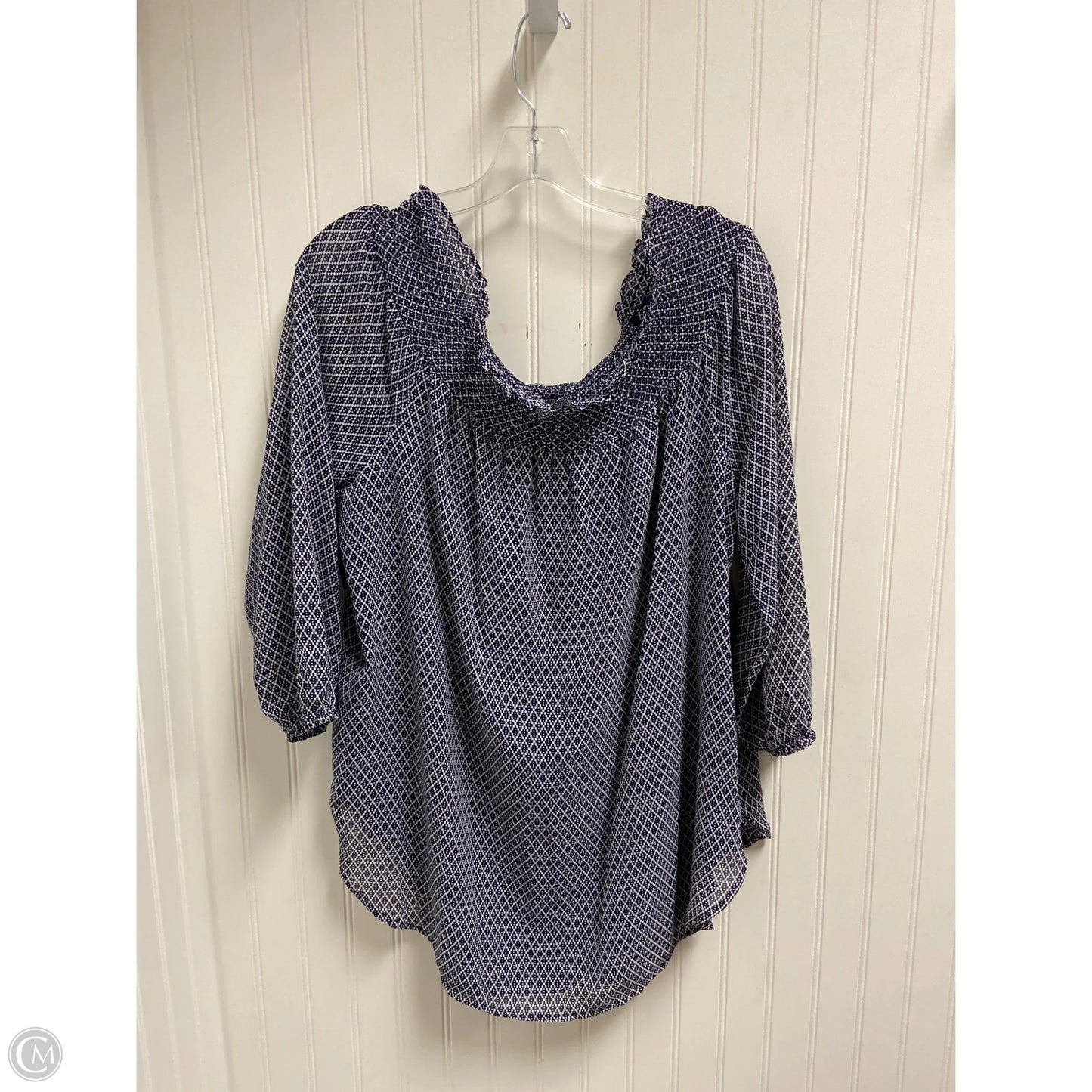 Top Long Sleeve By Michael By Michael Kors In Blue & White, Size: Xl