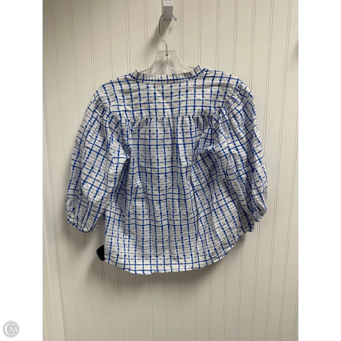 Top 3/4 Sleeve By Charter Club In Blue & White, Size: S