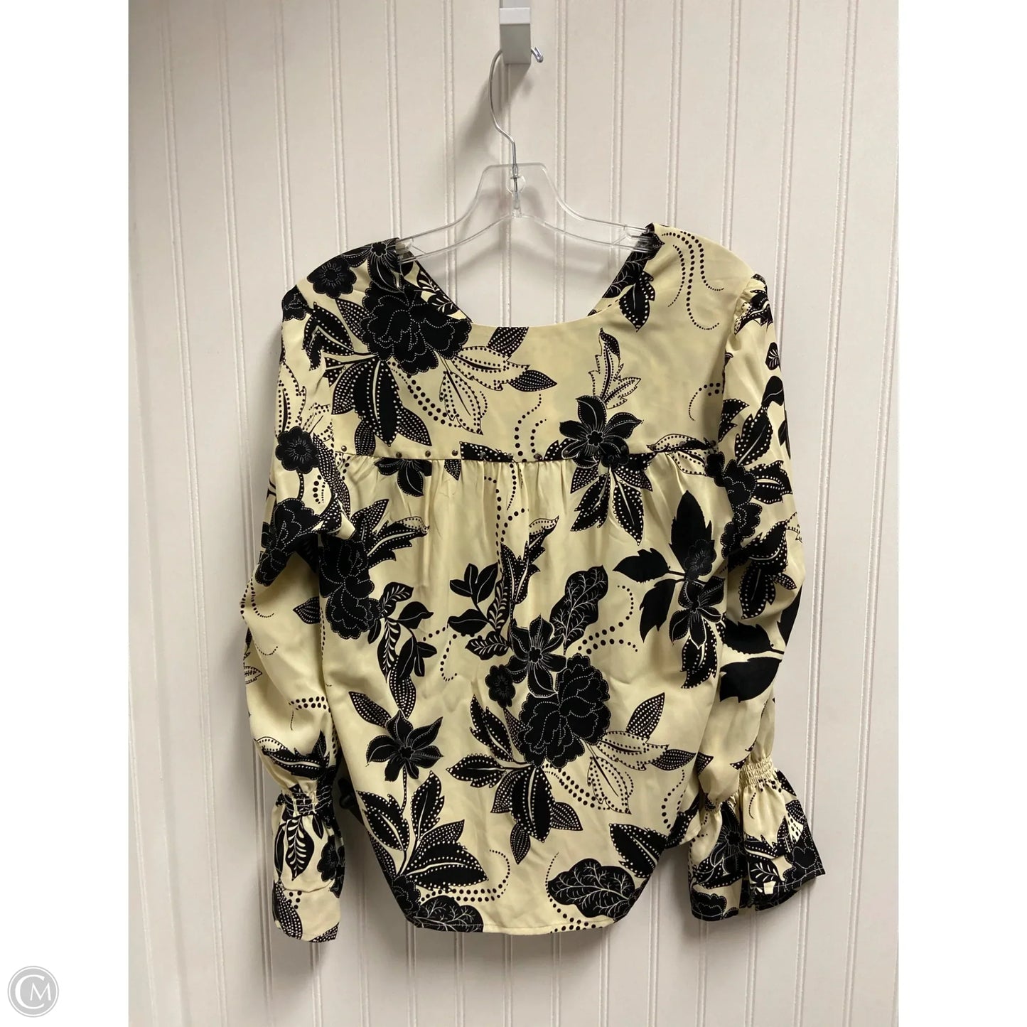 Top Long Sleeve By Nicole Miller In Black & Cream, Size: M