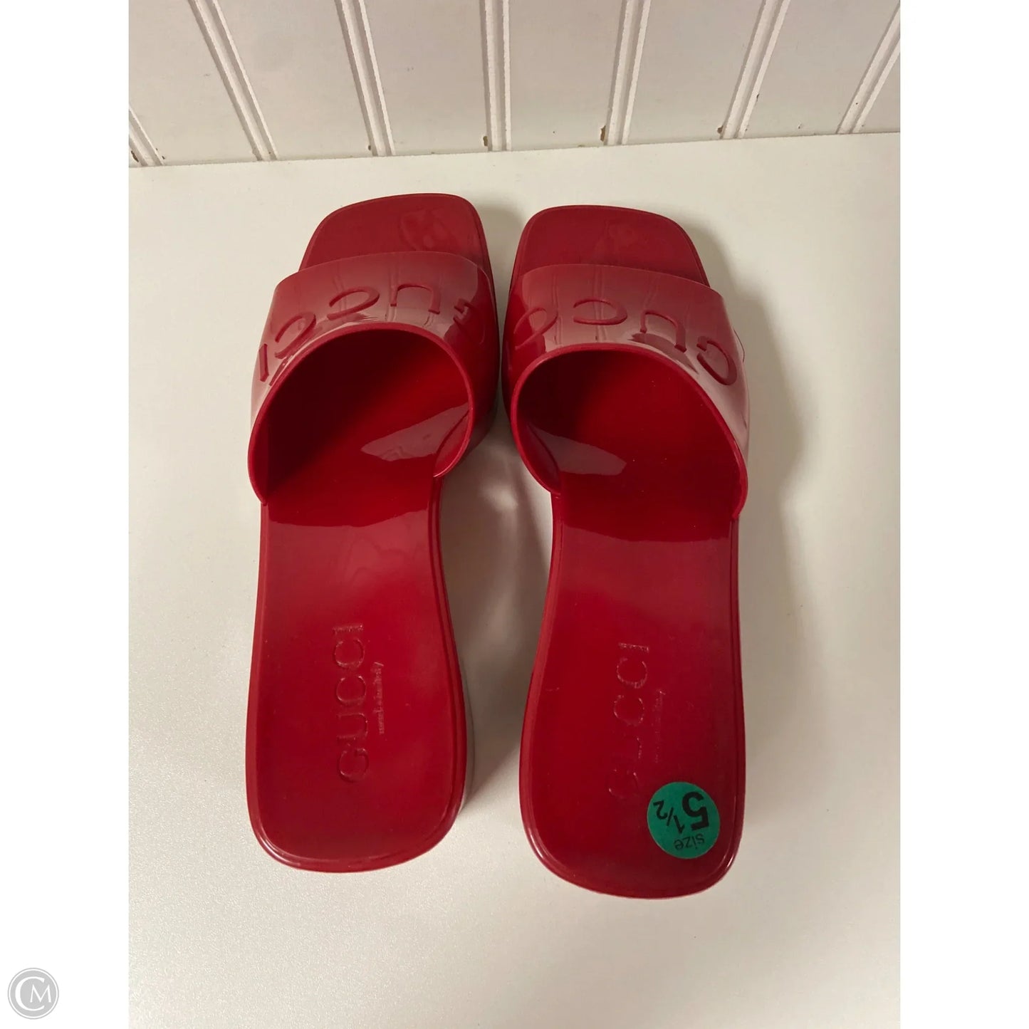 Sandals Luxury Designer By Gucci In Red, Size: 5.5 or 36