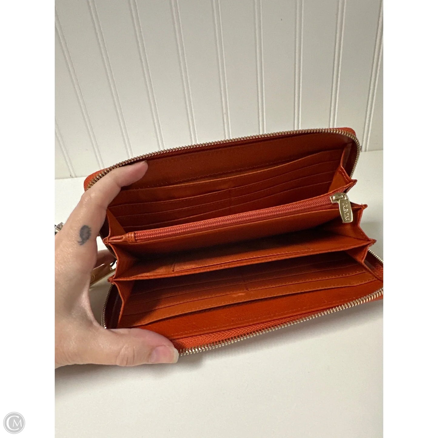 Wallet Leather By Valentina, Size: Large