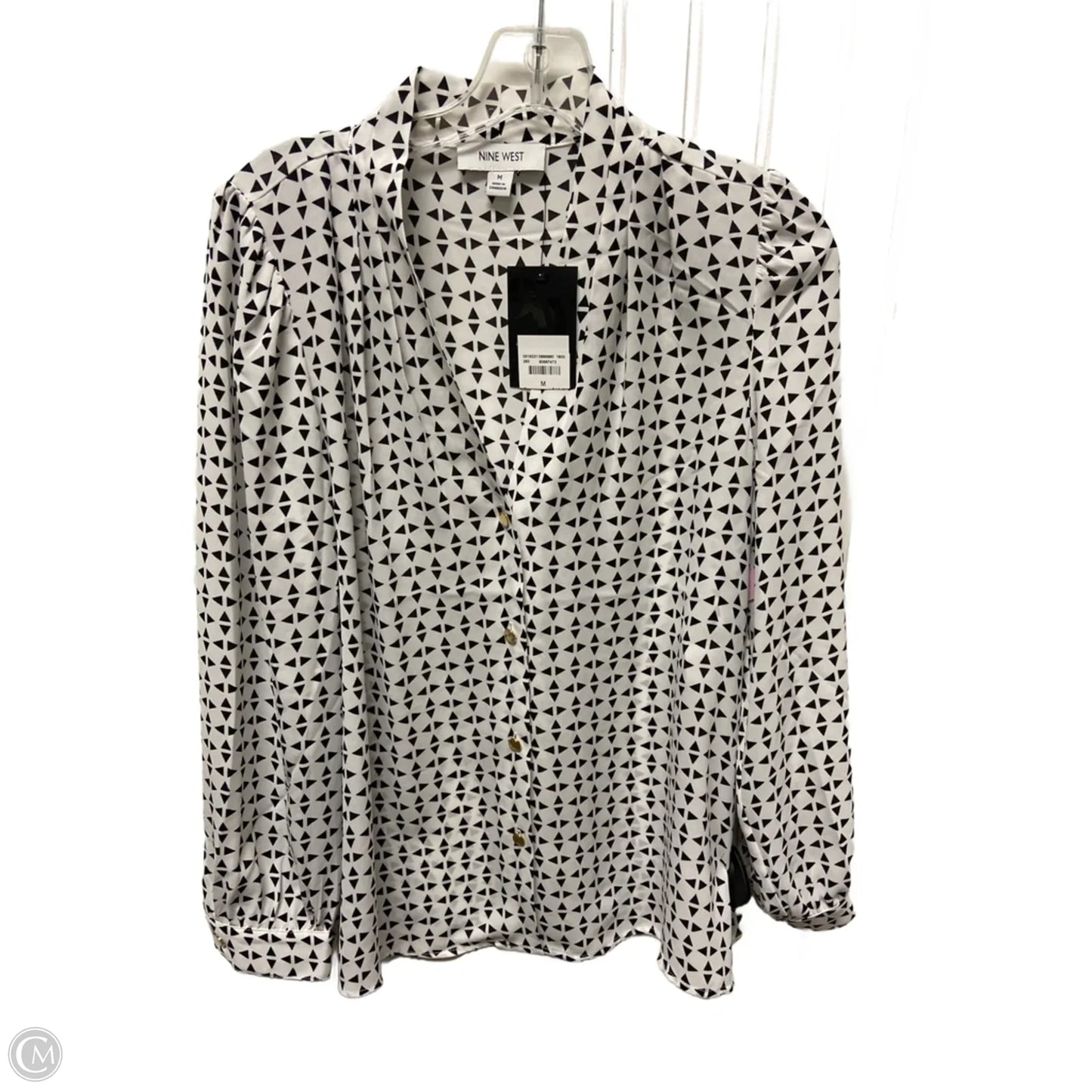 Top Long Sleeve By Nine West In Black & White, Size: M