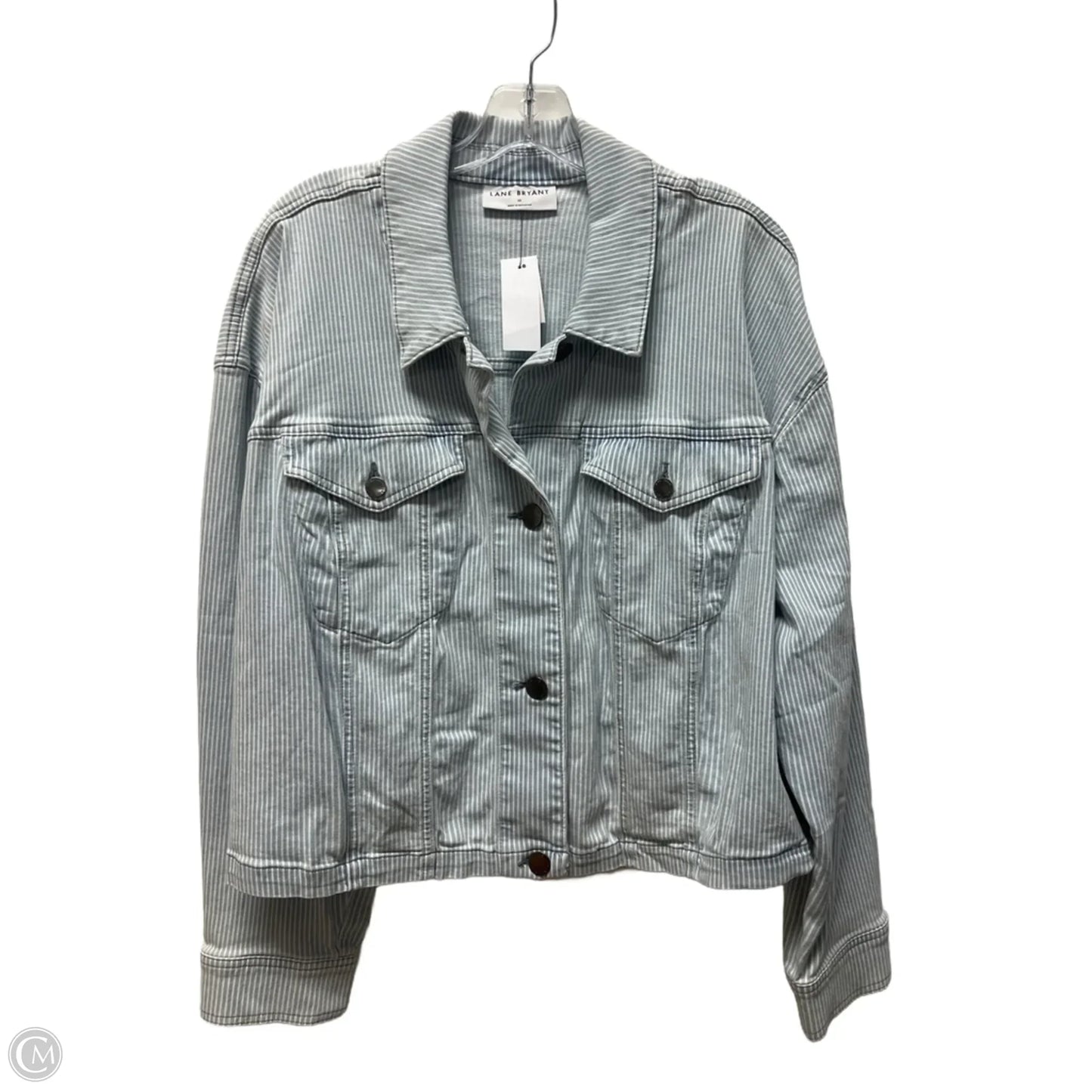 Jacket Denim By Lane Bryant In Striped Pattern, Size: 3x