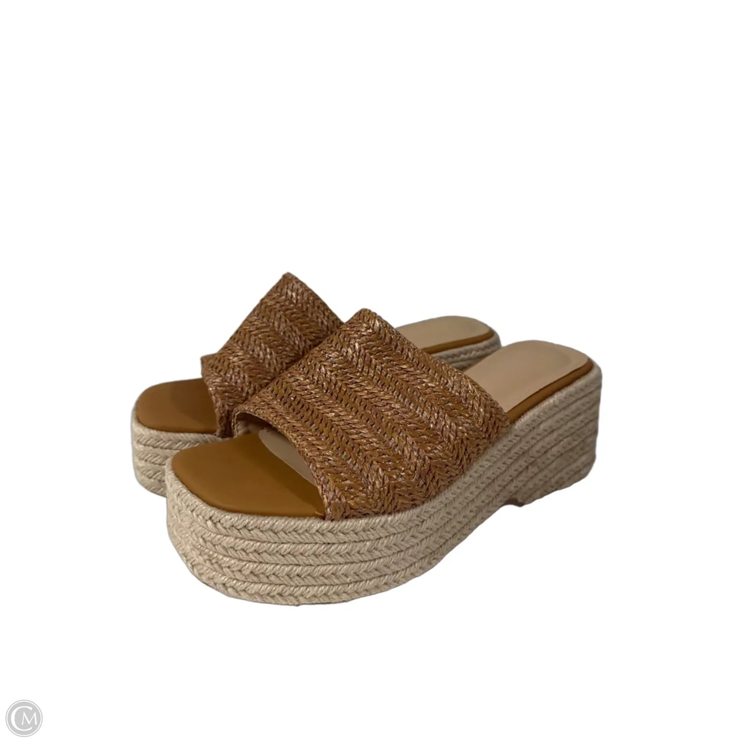 Sandals Heels Wedge By Clothes Mentor In Tan, Size: 7.5