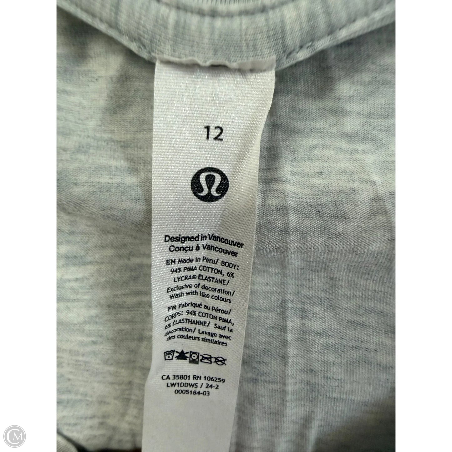 Athletic Tank Top By Lululemon In Grey, Size: 12