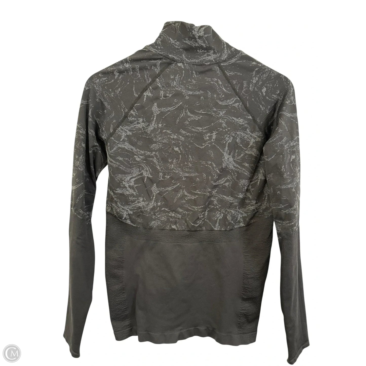 Athletic Top Long Sleeve Collar By Fabletics In Black & Grey, Size: S