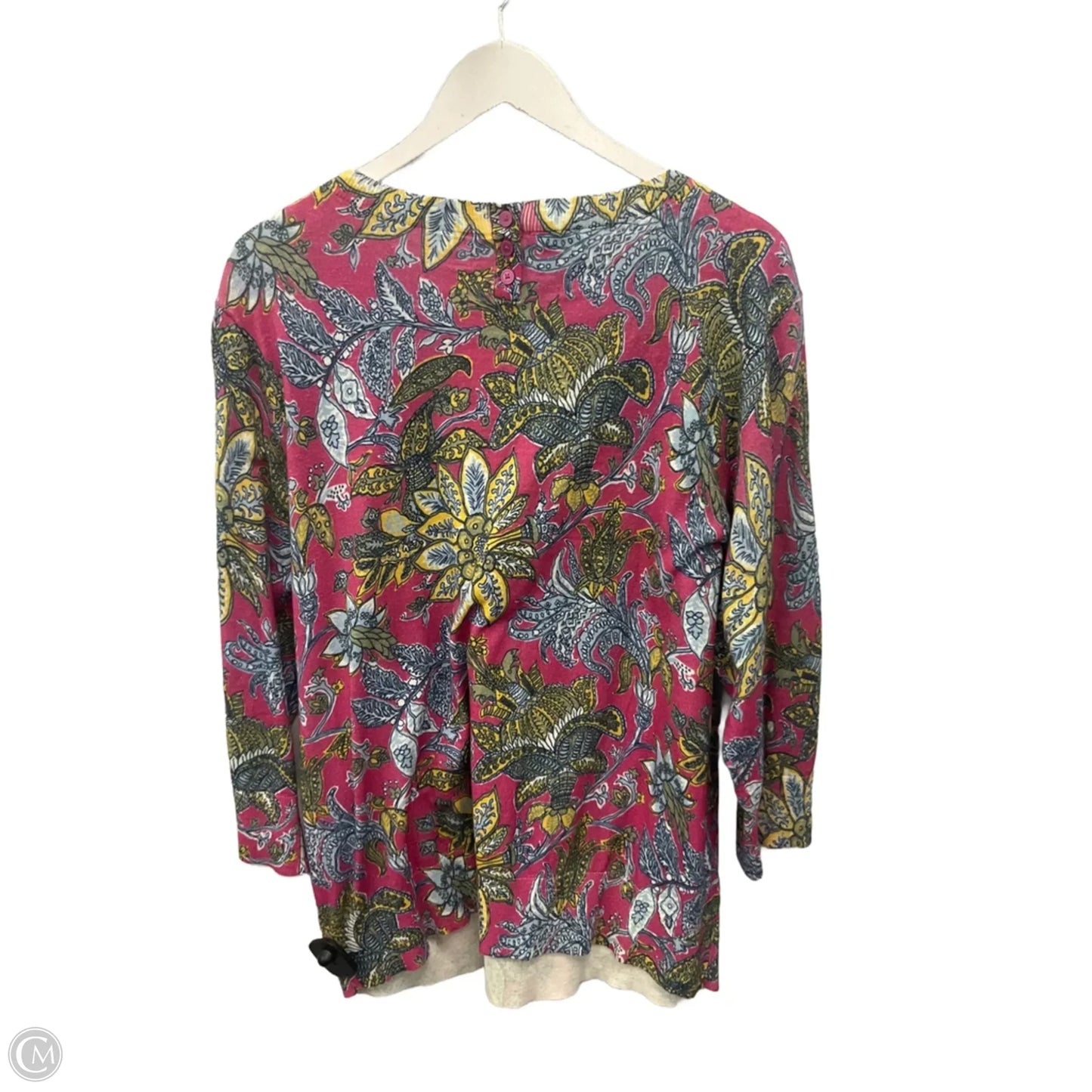 Top Long Sleeve By Talbots In Pink & Yellow, Size: 3x