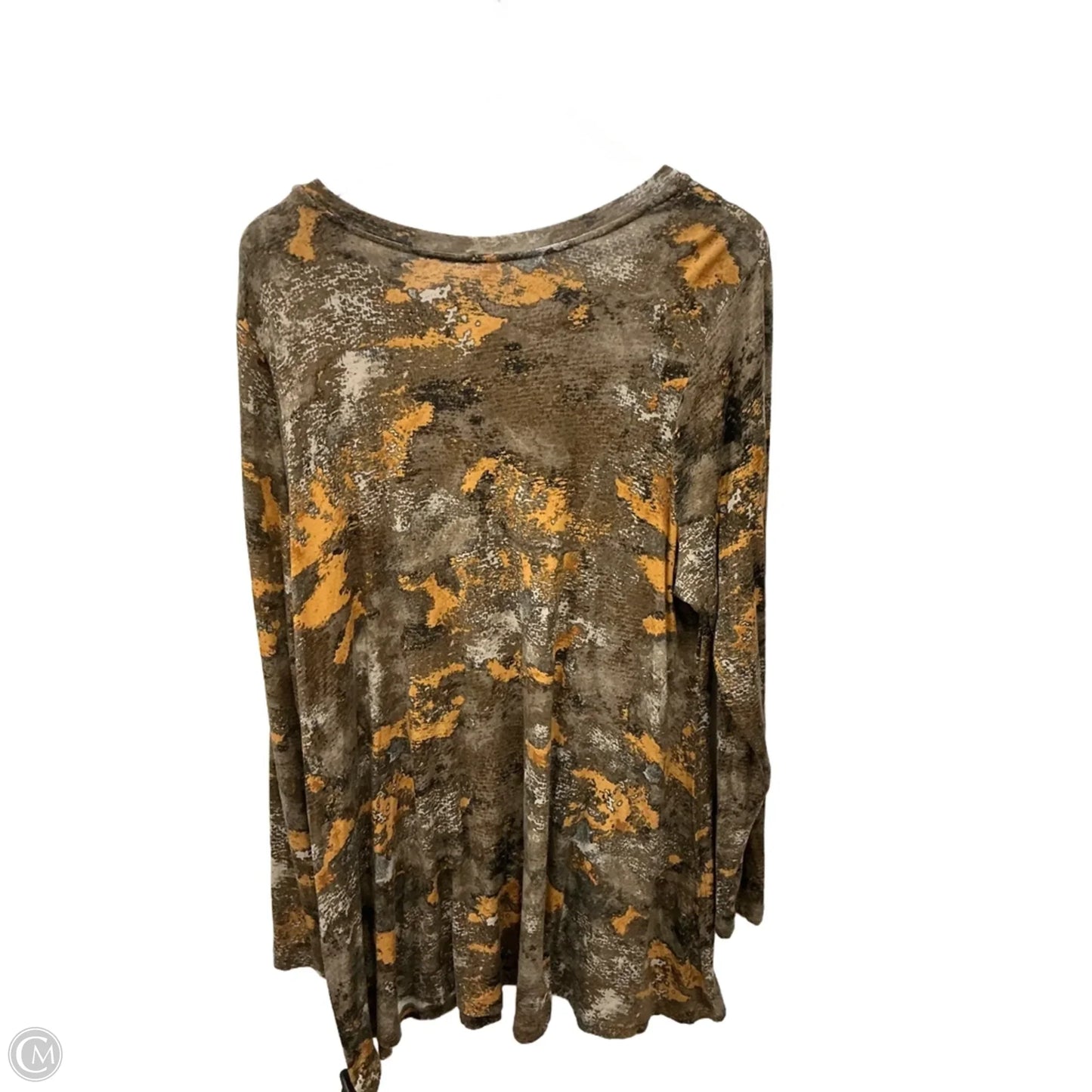 Top Long Sleeve By Logo In Brown, Size: 1x