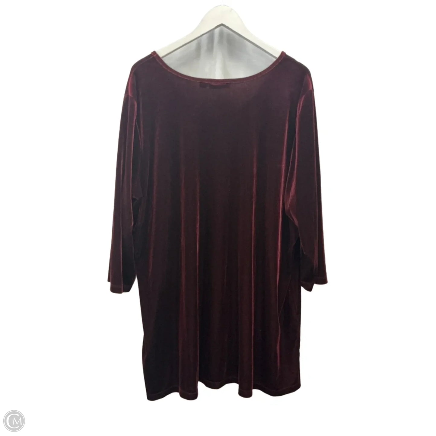 Top 3/4 Sleeve By Susan Graver In Maroon, Size: 3x