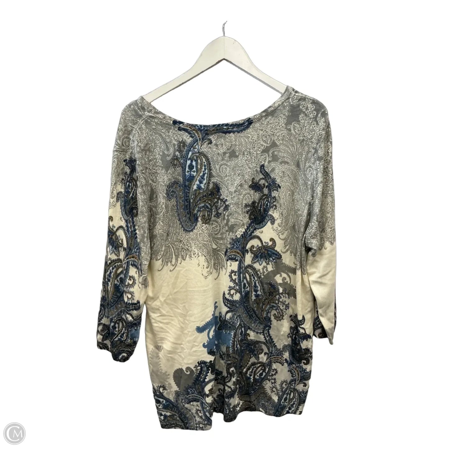 Top Long Sleeve By Chicos In Blue & Grey, Size: Xxl