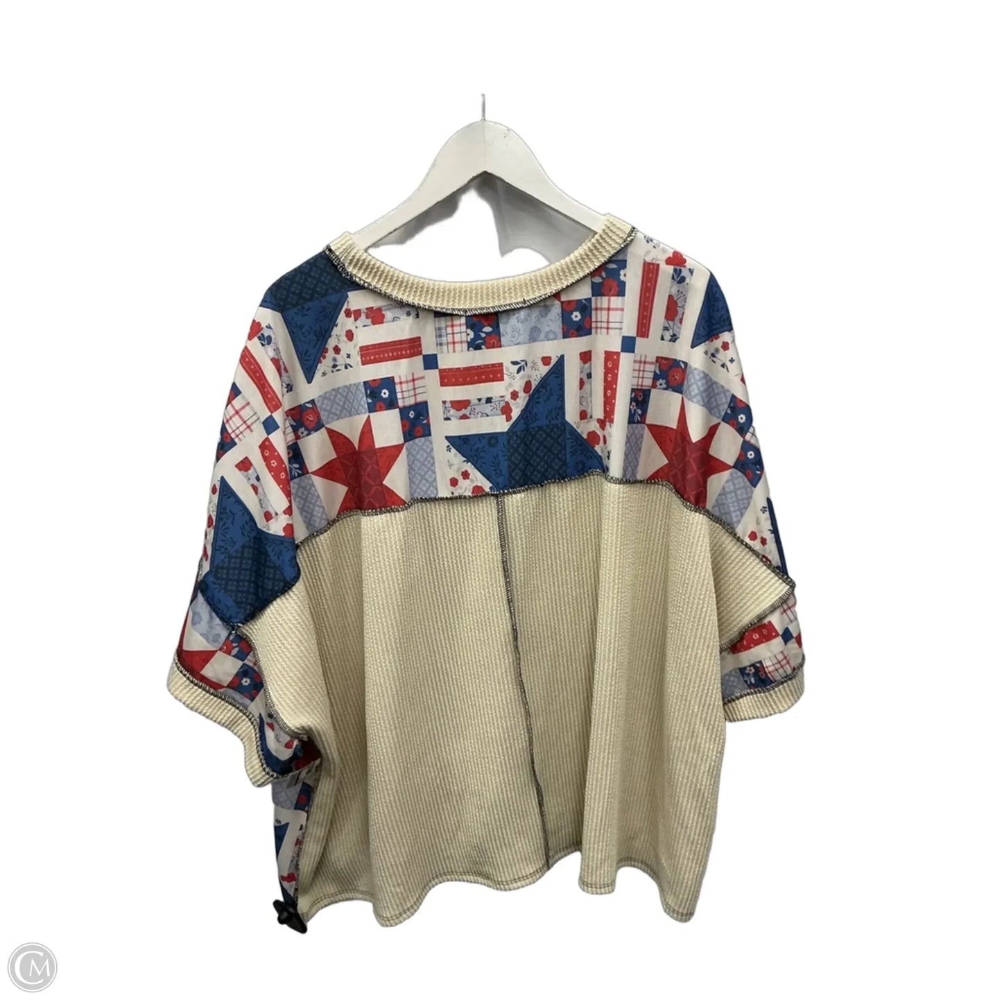 Top Short Sleeve By Haptics In Blue Red & White, Size: 2x