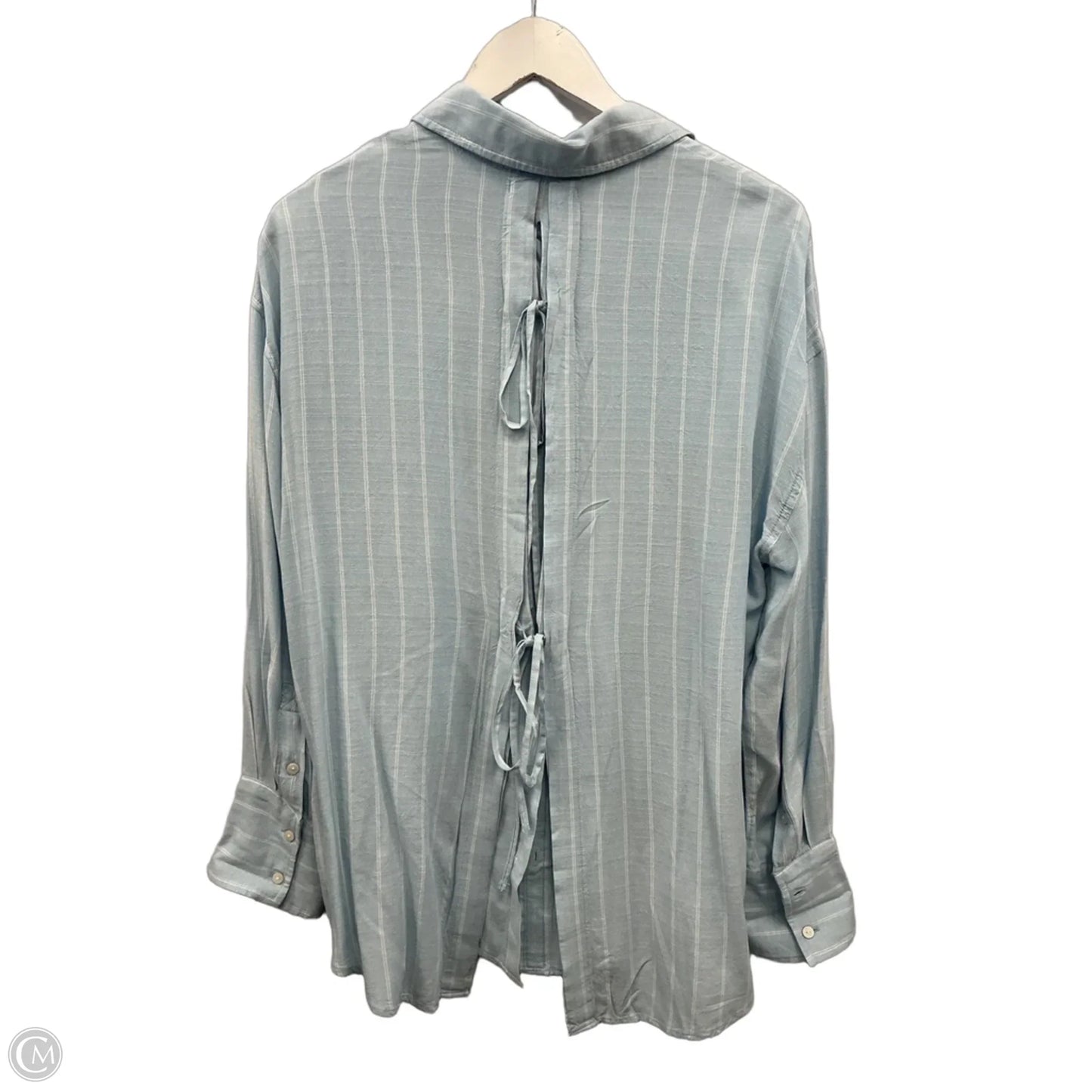 Top Long Sleeve By American Eagle In Blue & White, Size: S