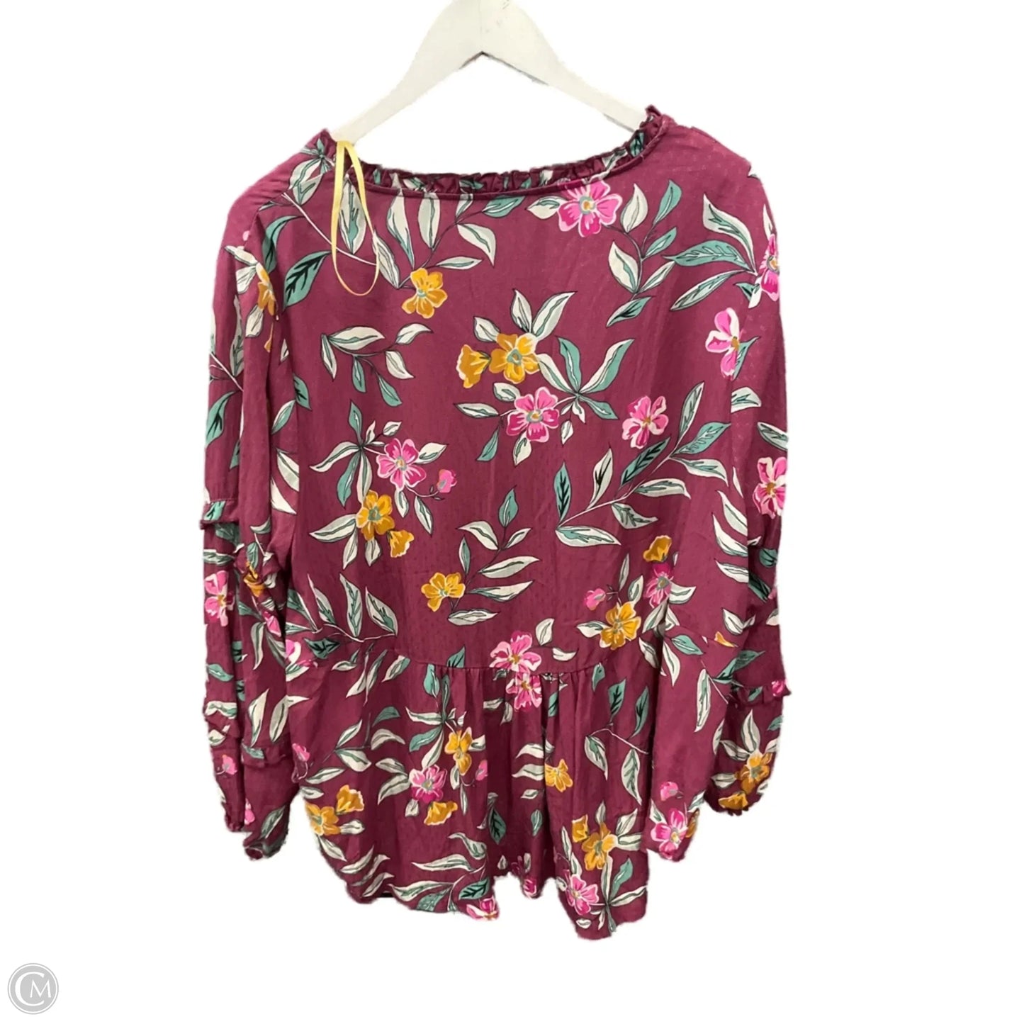 Top Long Sleeve By Democracy In Purple, Size: 2x