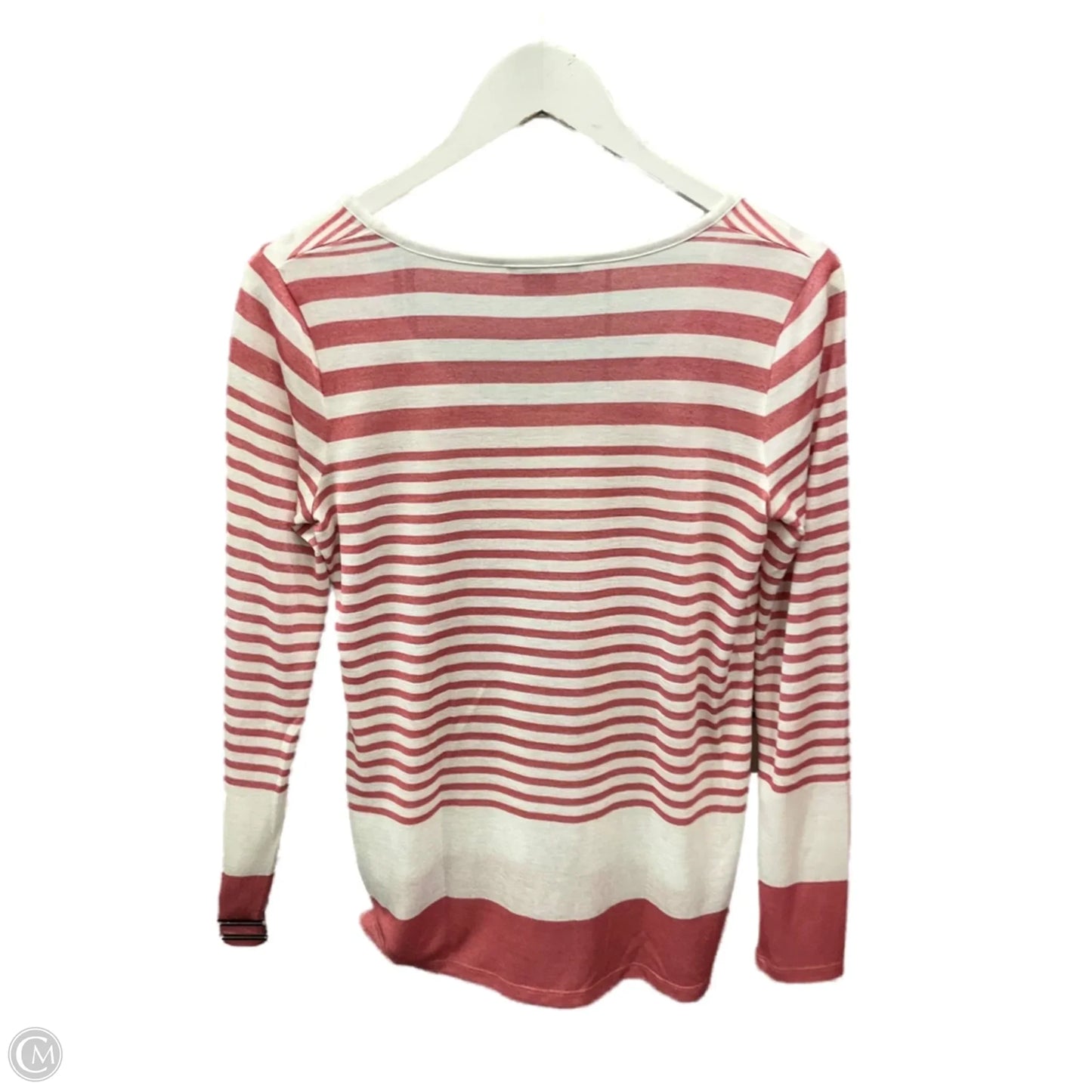 Top Long Sleeve By Vince In Pink & White, Size: S