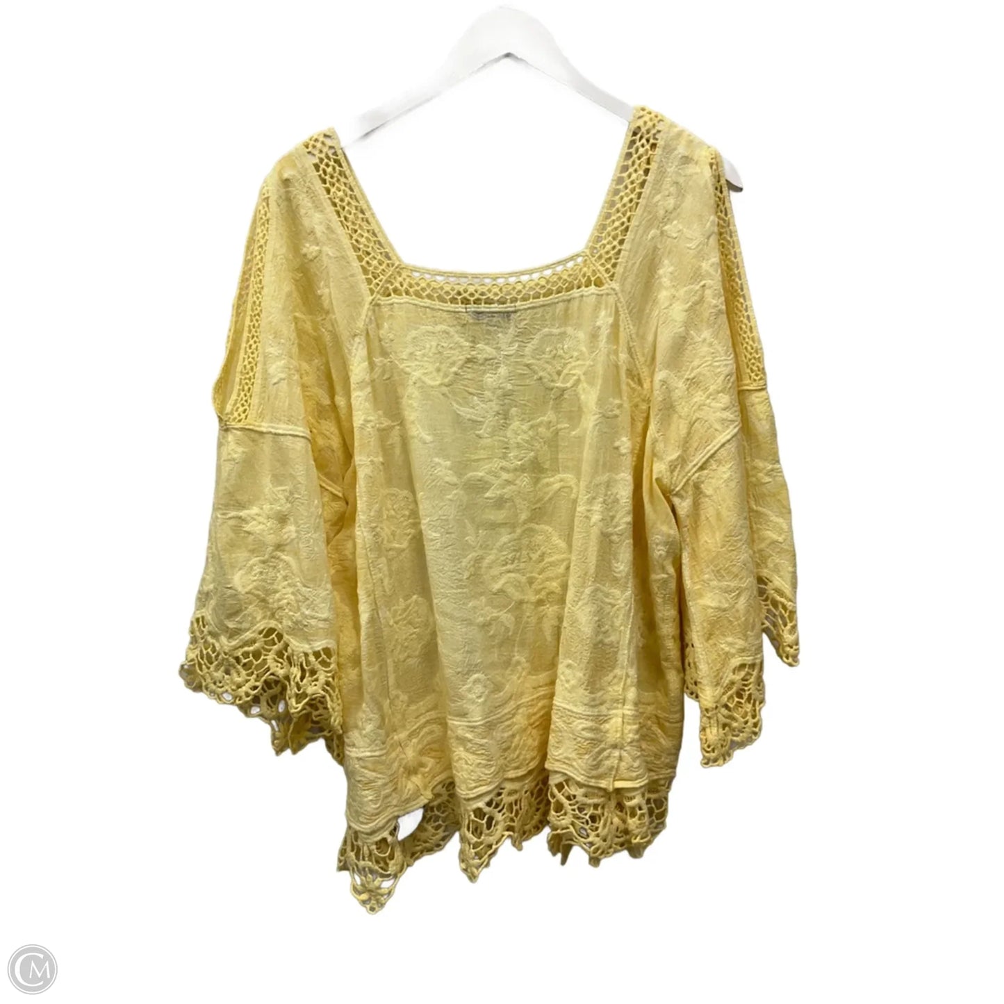 Top 3/4 Sleeve By Democracy In Yellow, Size: L