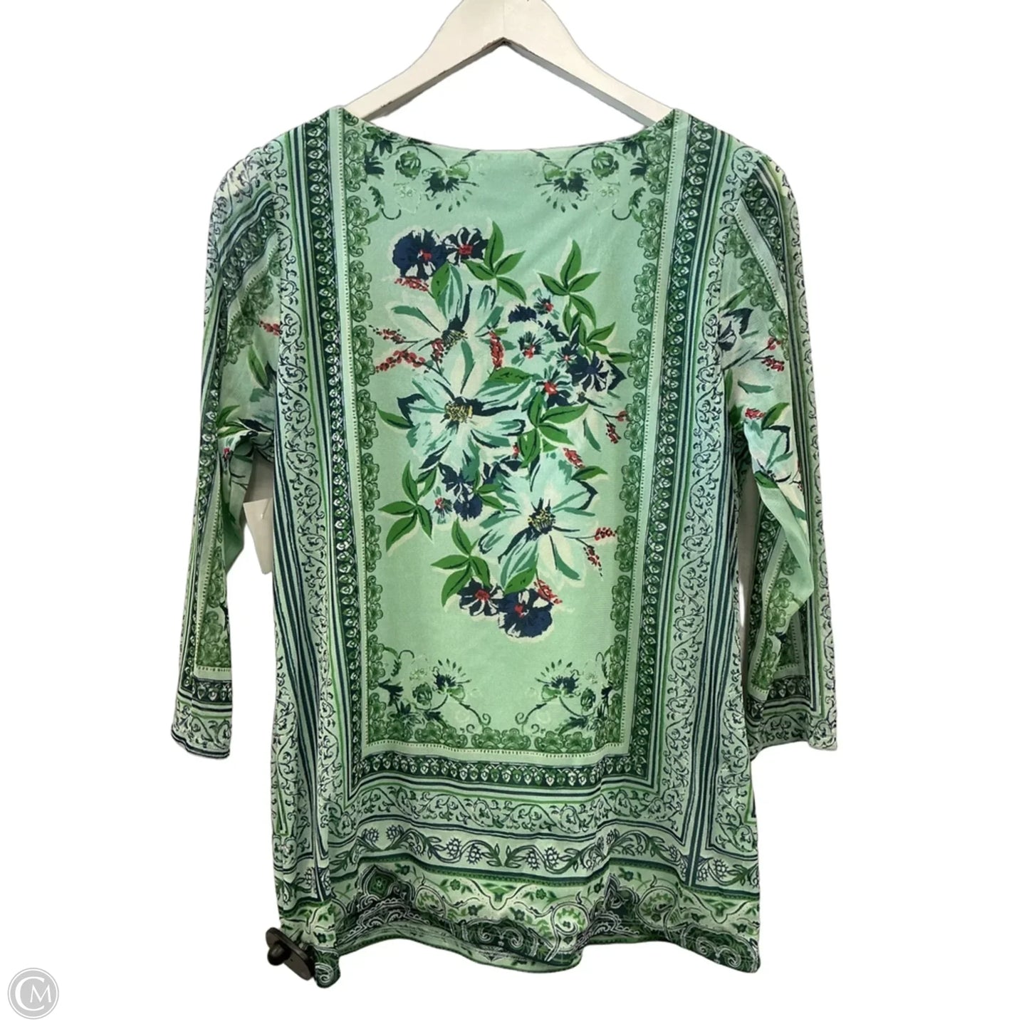 Top 3/4 Sleeve By Charter Club In Green, Size: M
