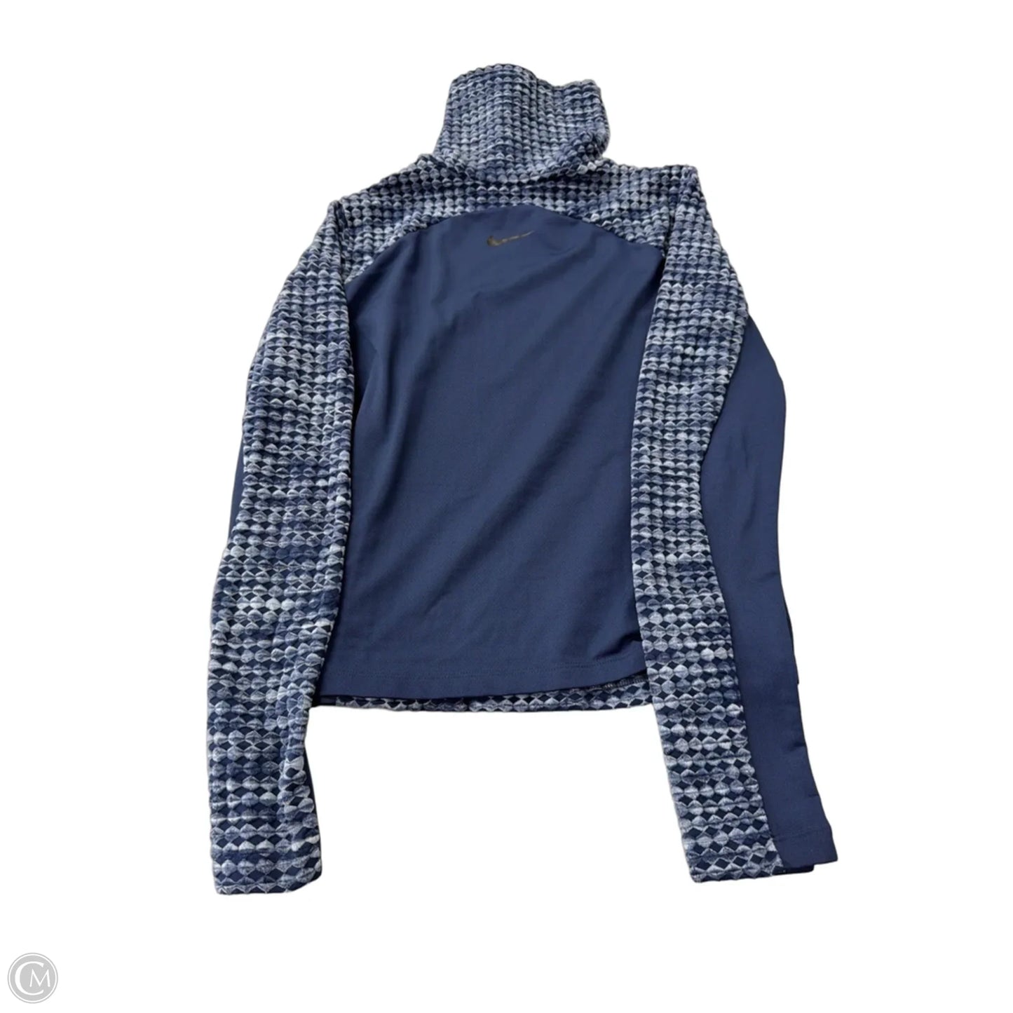 Athletic Top Long Sleeve Collar By Nike In Blue, Size: L