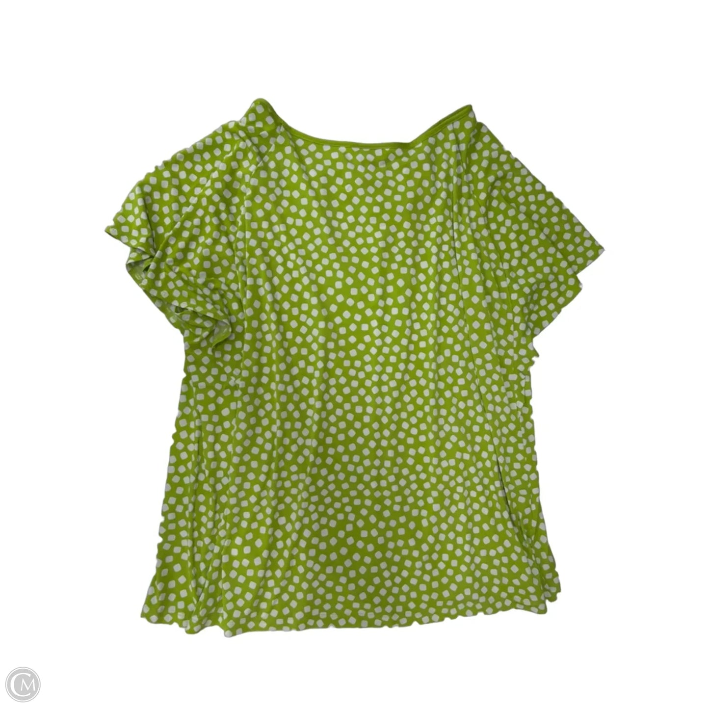 Top Short Sleeve By Susan Graver In Green & White, Size: 3x