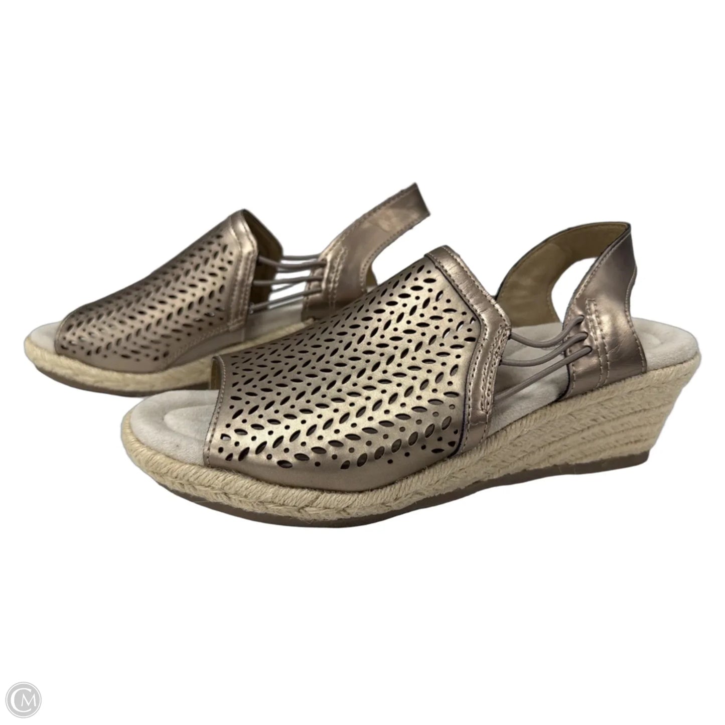 Sandals Heels Wedge By Clothes Mentor In Bronze, Size: 9