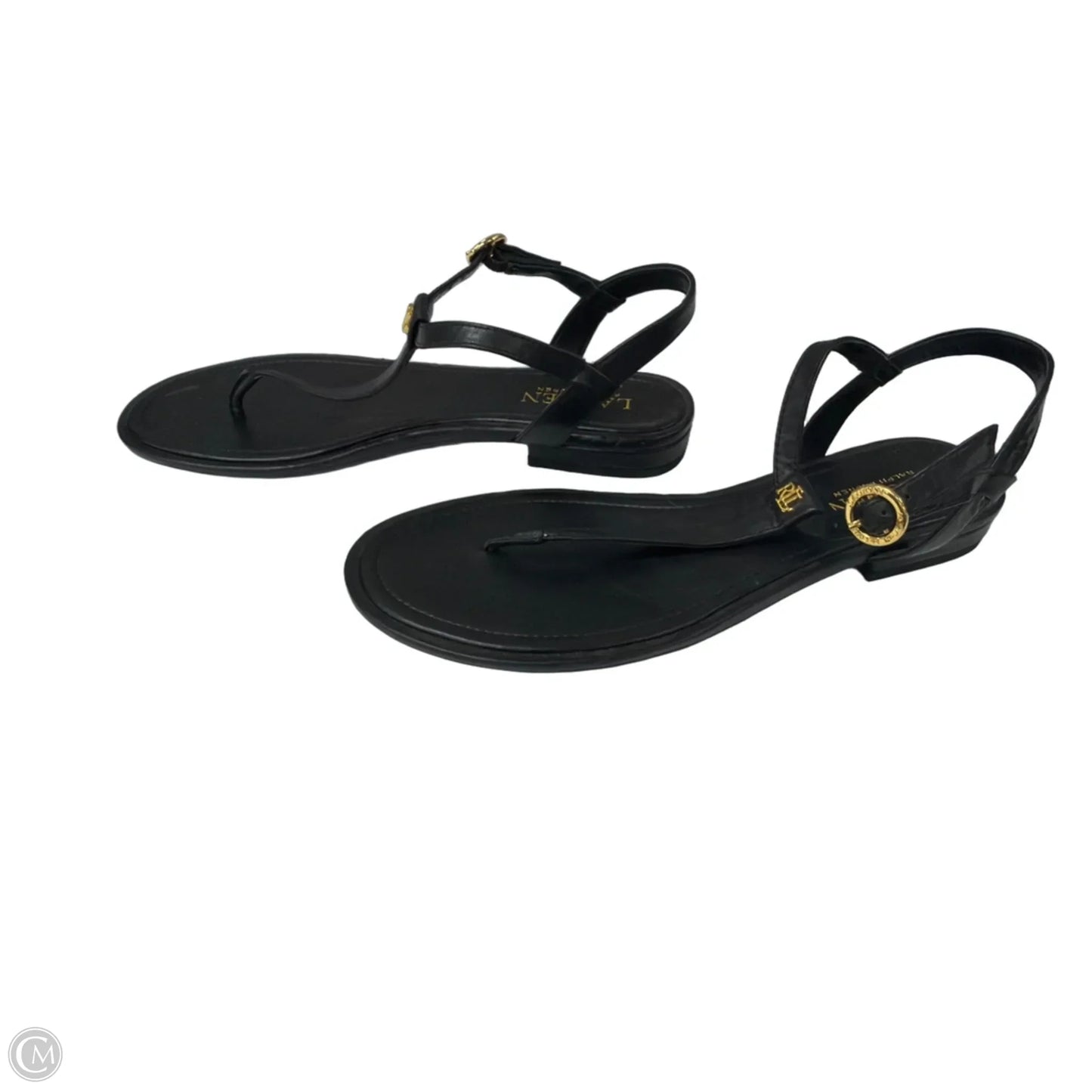 Sandals Flats By Lauren By Ralph Lauren In Black, Size: 7.5