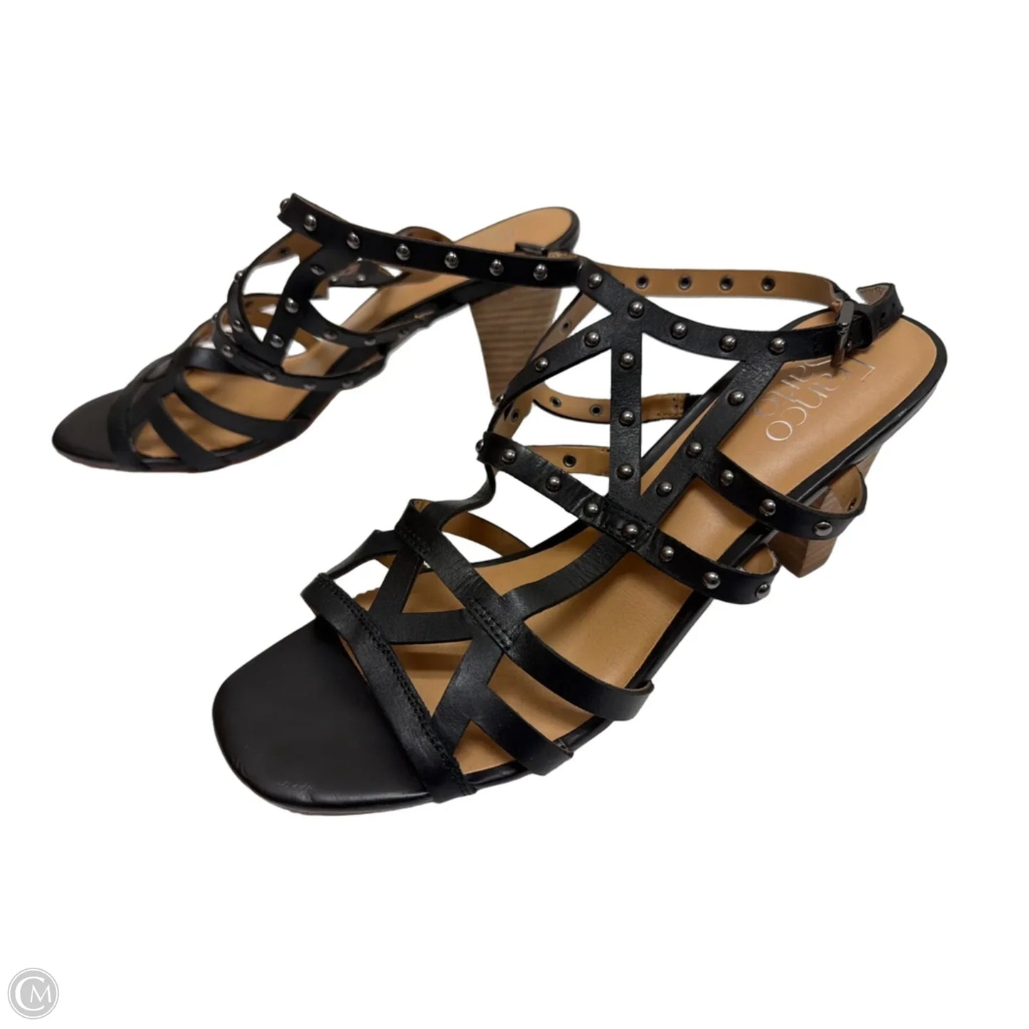 Sandals Heels Block By Franco Sarto In Black, Size: 9.5