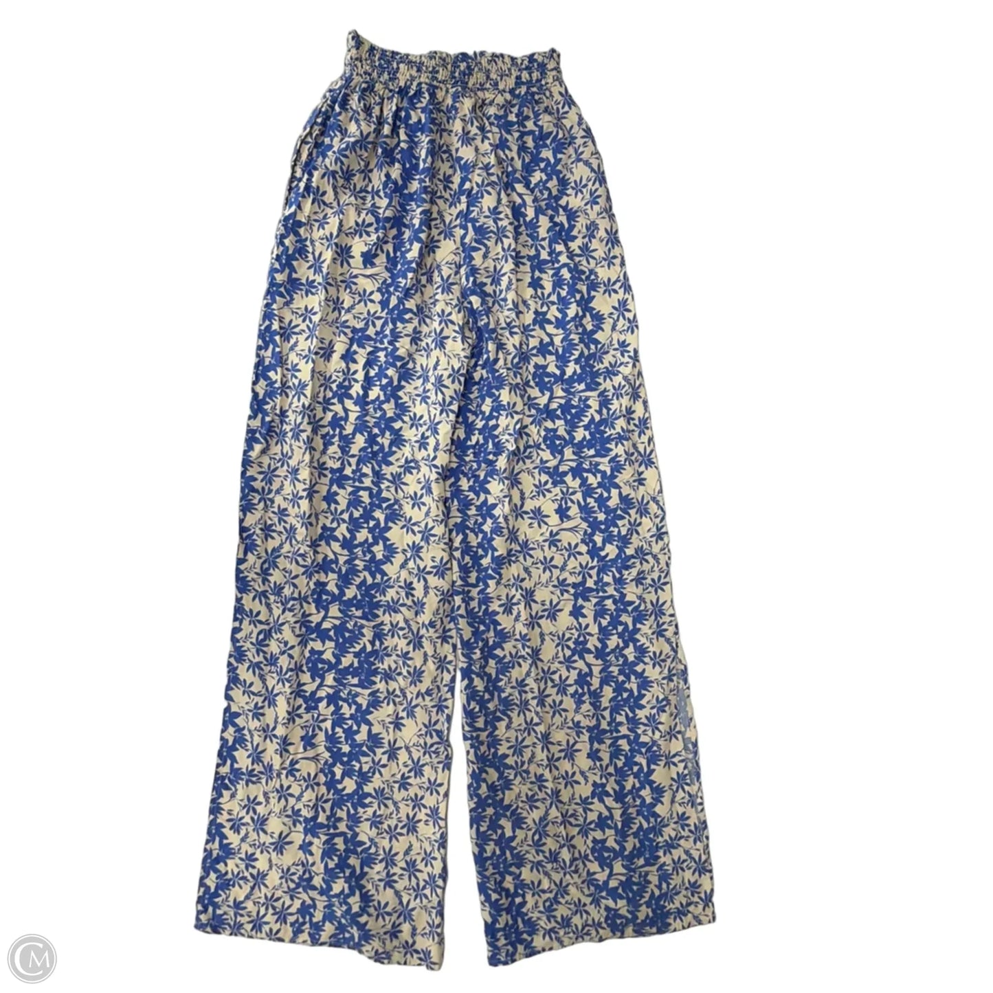 Pants Wide Leg By By Together In Blue & Cream, Size: M