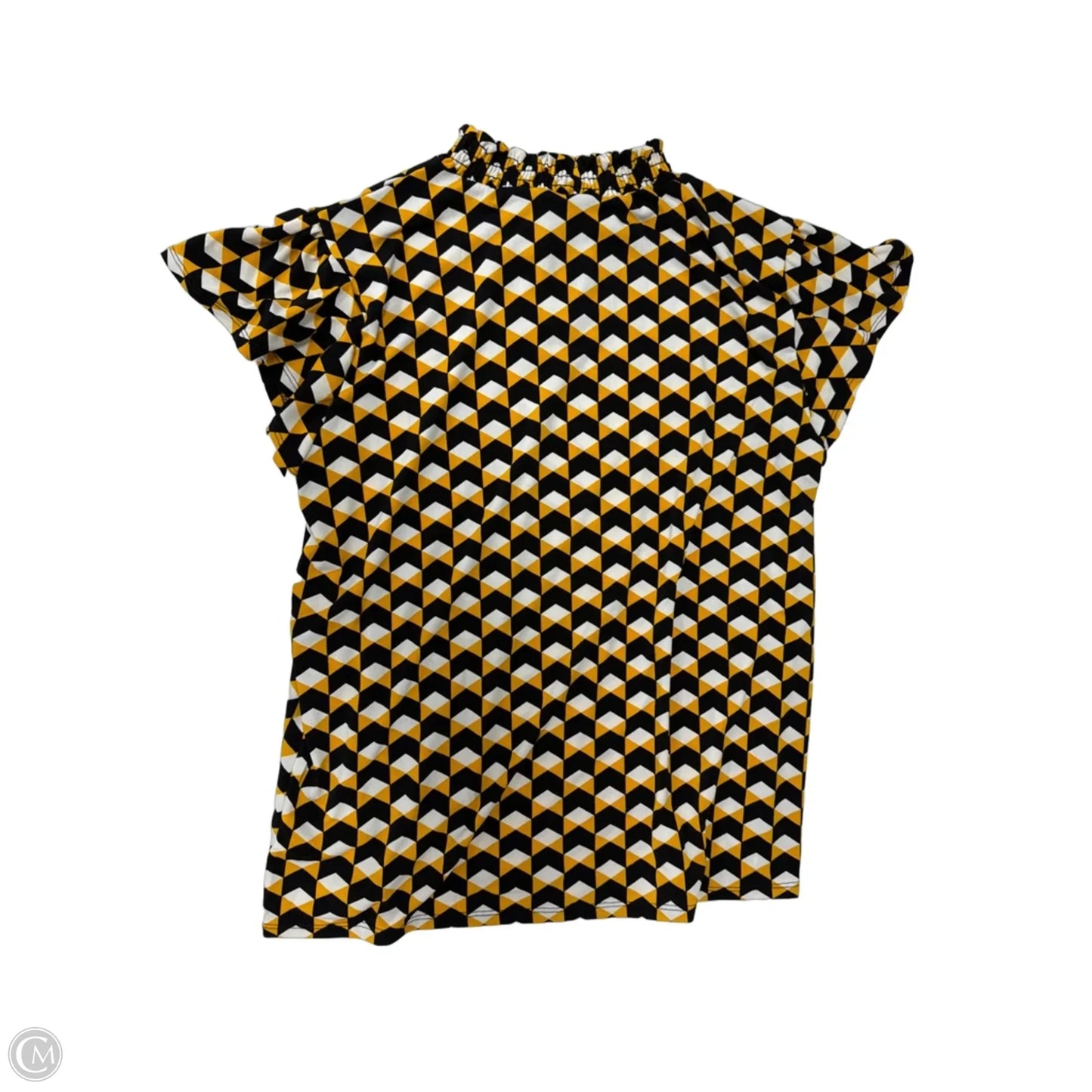 Top Short Sleeve By Ny Collection In Black & Yellow, Size: 1x