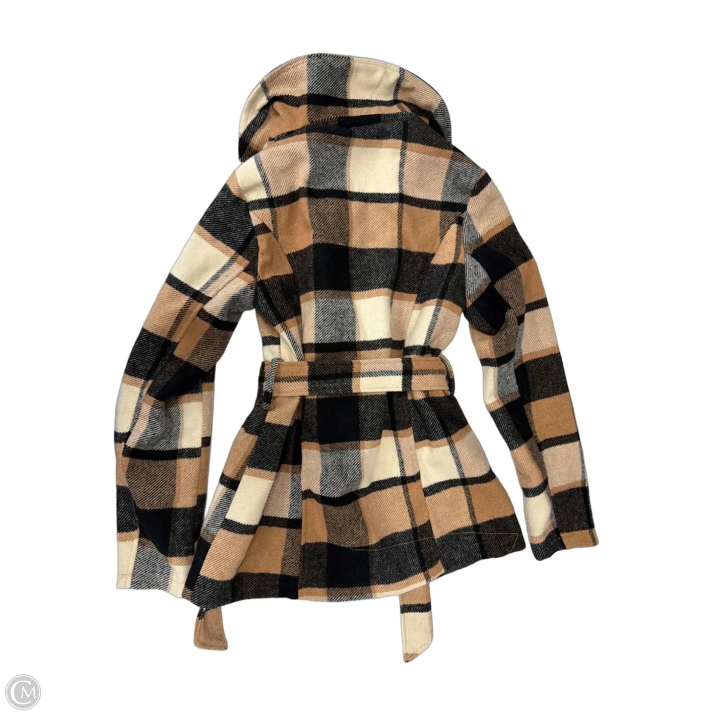 Coat Peacoat By Clothes Mentor In Plaid Pattern, Size: S