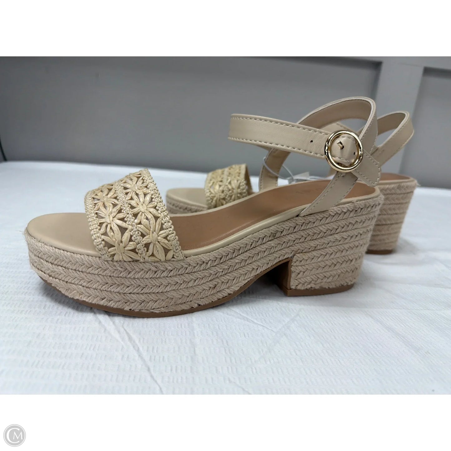 Sandals Heels Block By Old Navy In Beige, Size: 8.5