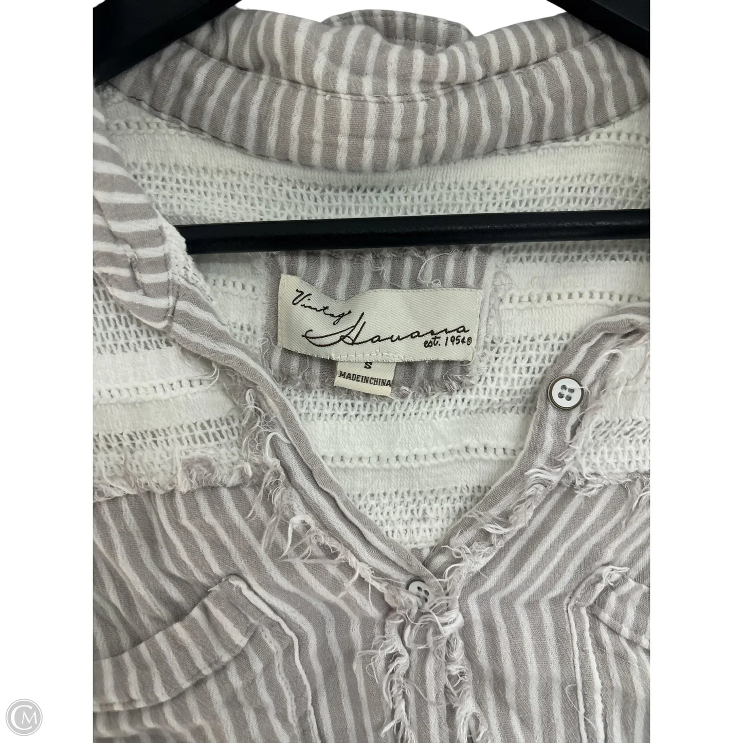 Top Long Sleeve Basic By Vintage Havana In Grey & White, Size: S