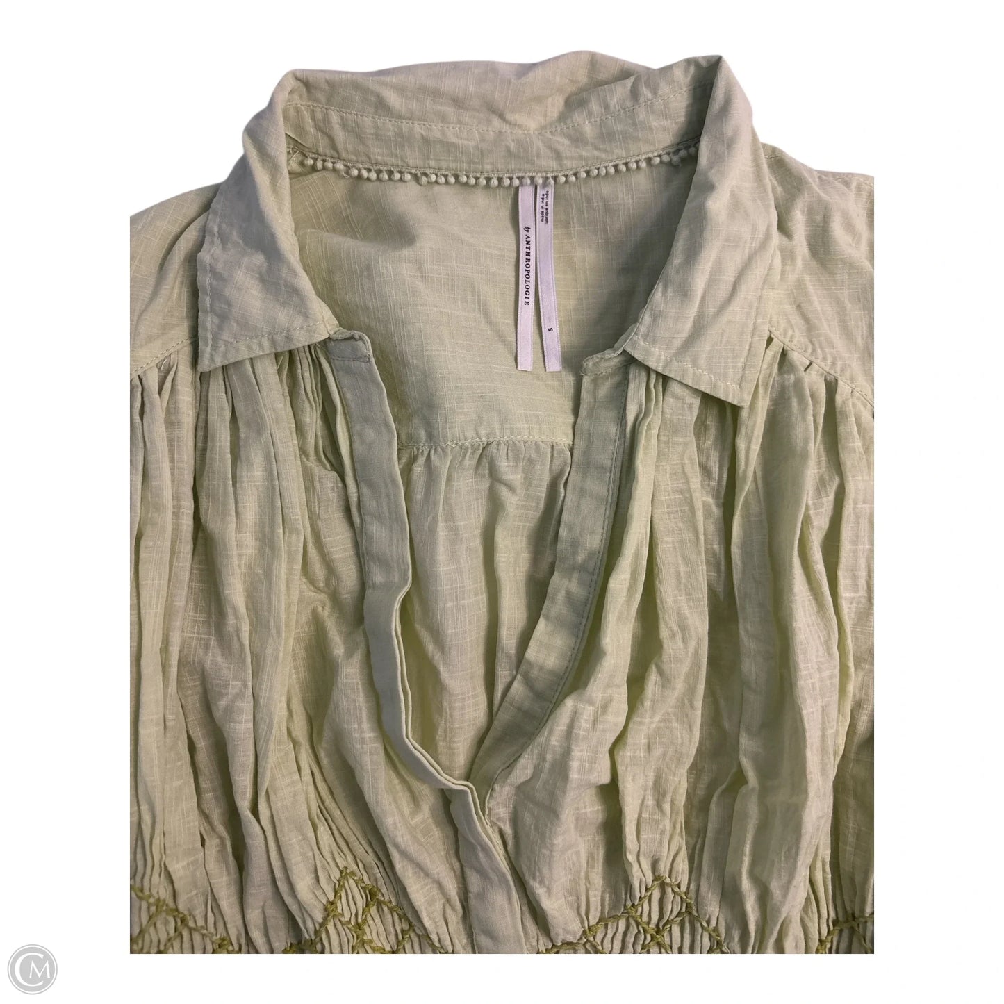 Top Short Sleeve By Anthropologie In Green, Size: S