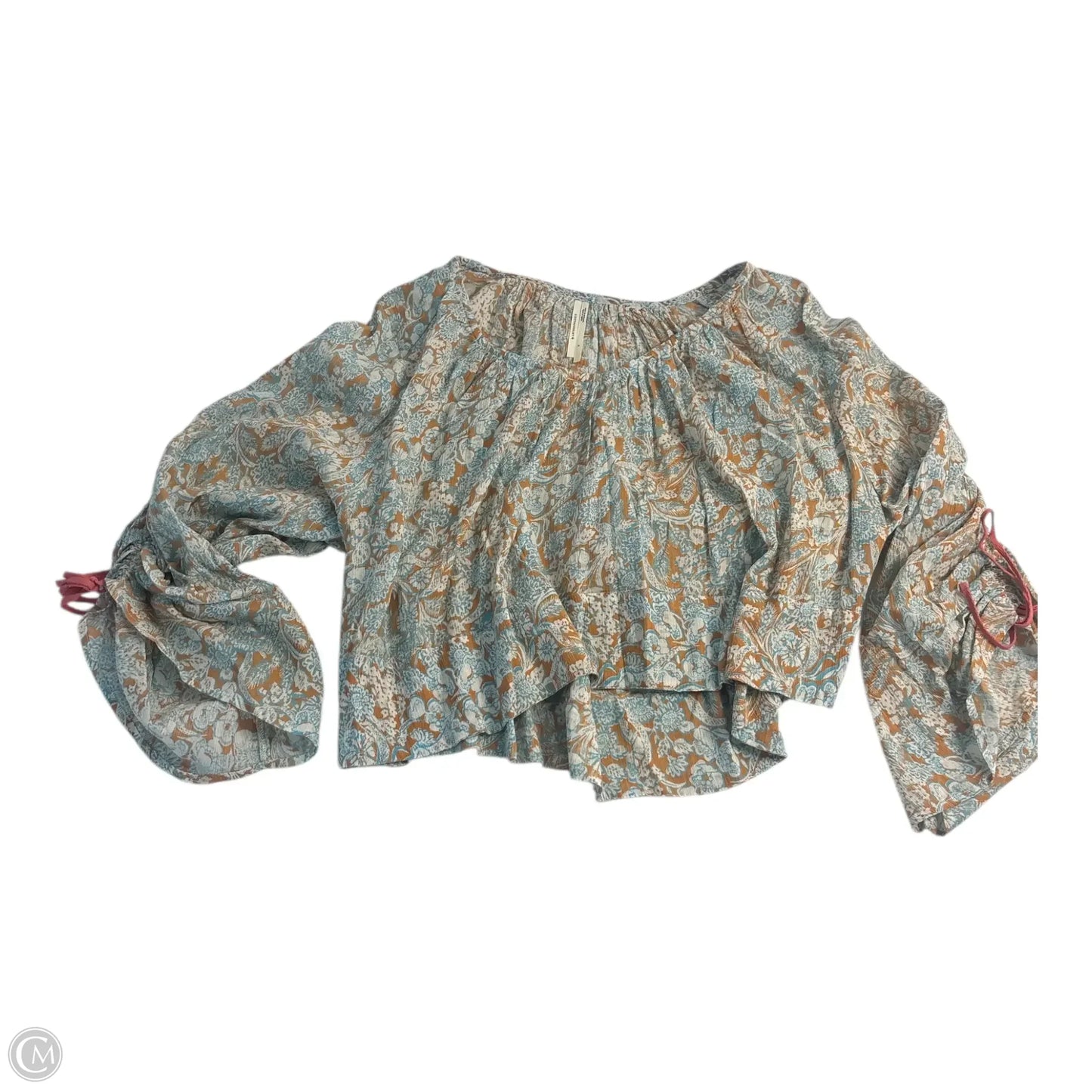 Top Long Sleeve Basic By Anthropologie In Blue & Orange, Size: S