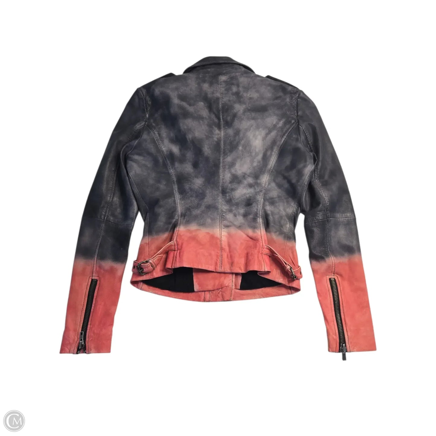 Jacket Moto Leather By Clothes Mentor In Ombre Print, Size: 8