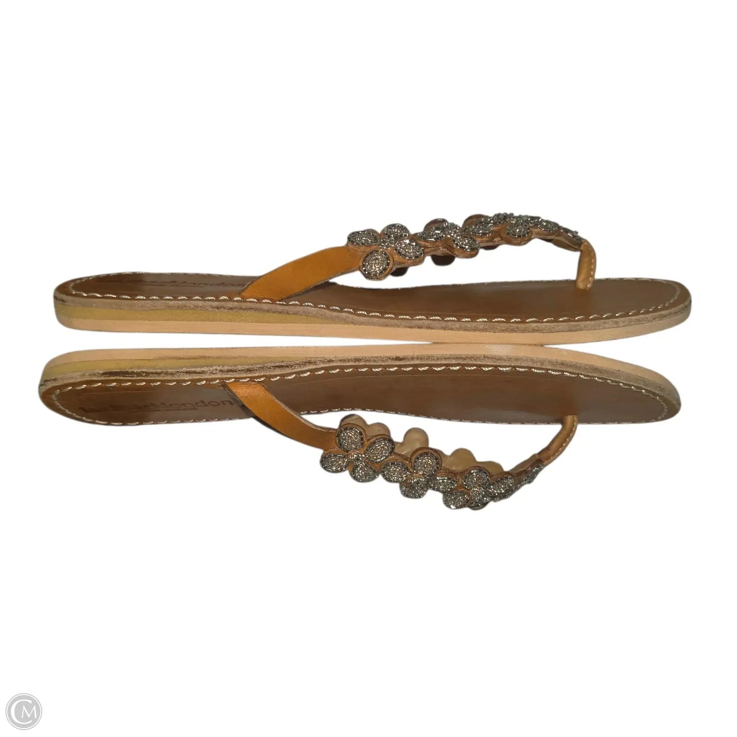 Sandals Flip Flops By LAIDBACK LONDON In Silver, Size: 10