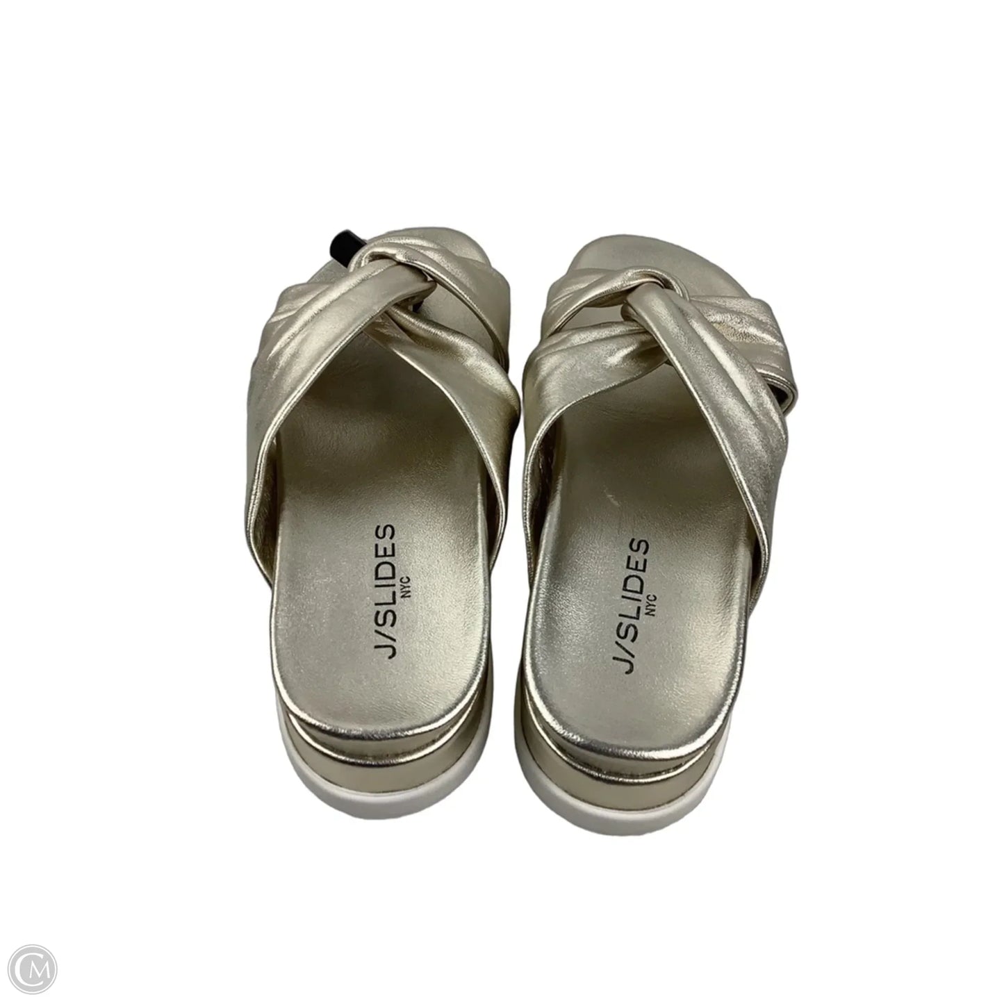 Sandals Heels Platform By J Slides In Gold, Size: 9