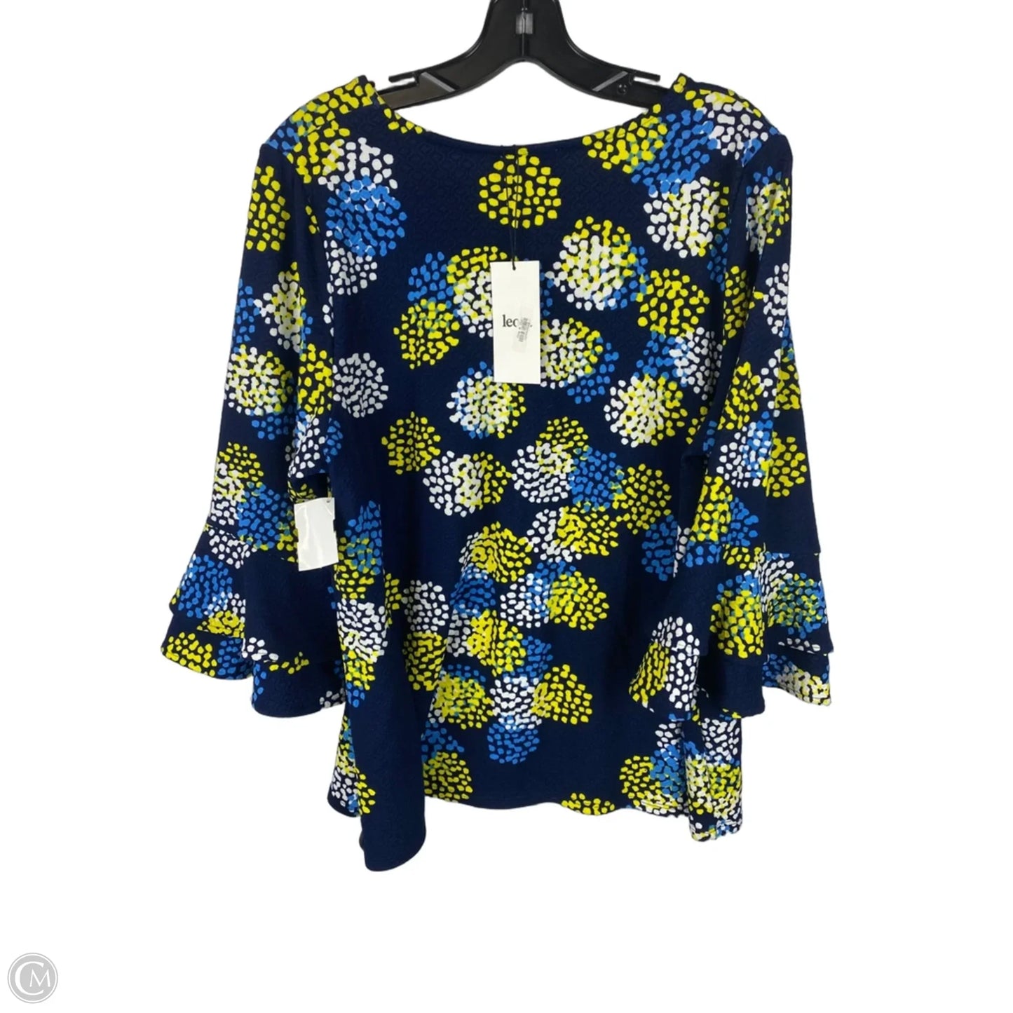 Top Short Sleeve By Leota In Blue & Yellow, Size: 1x