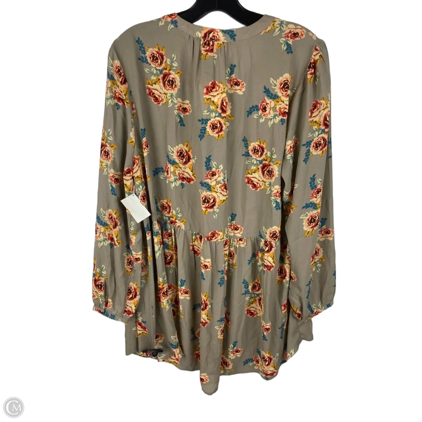 Top Long Sleeve By Dr2 In Floral Print, Size: 1x