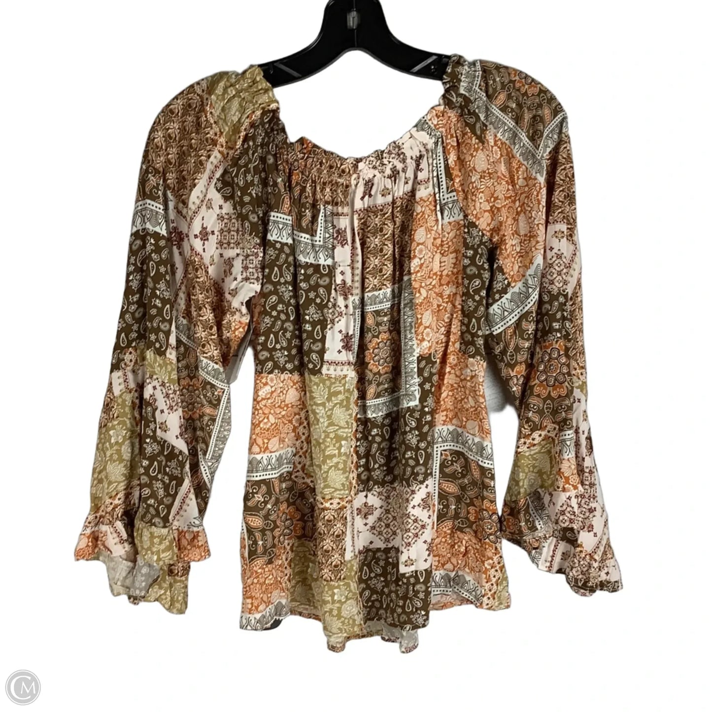 Top Long Sleeve By Savanna Jane In Brown, Size: S