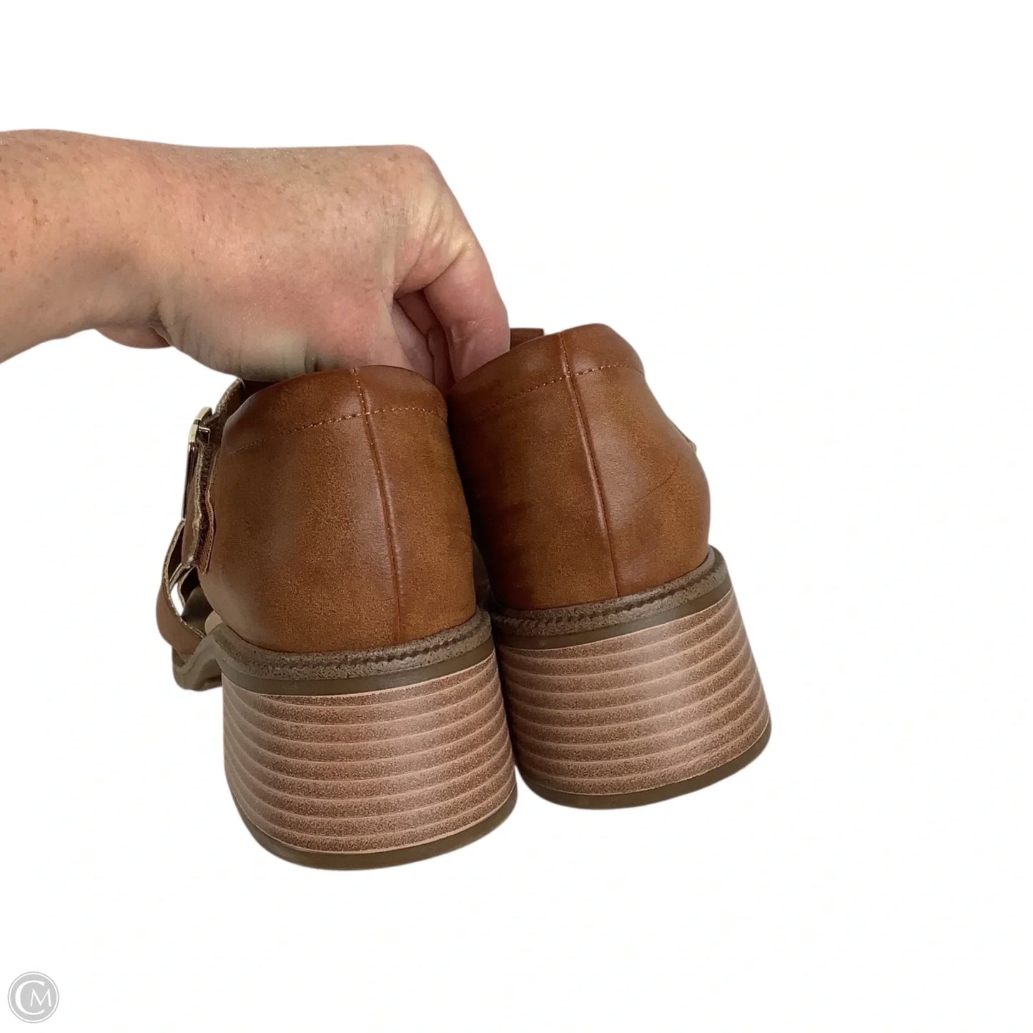 Sandals Heels Block By Dr Scholls In Brown, Size: 9