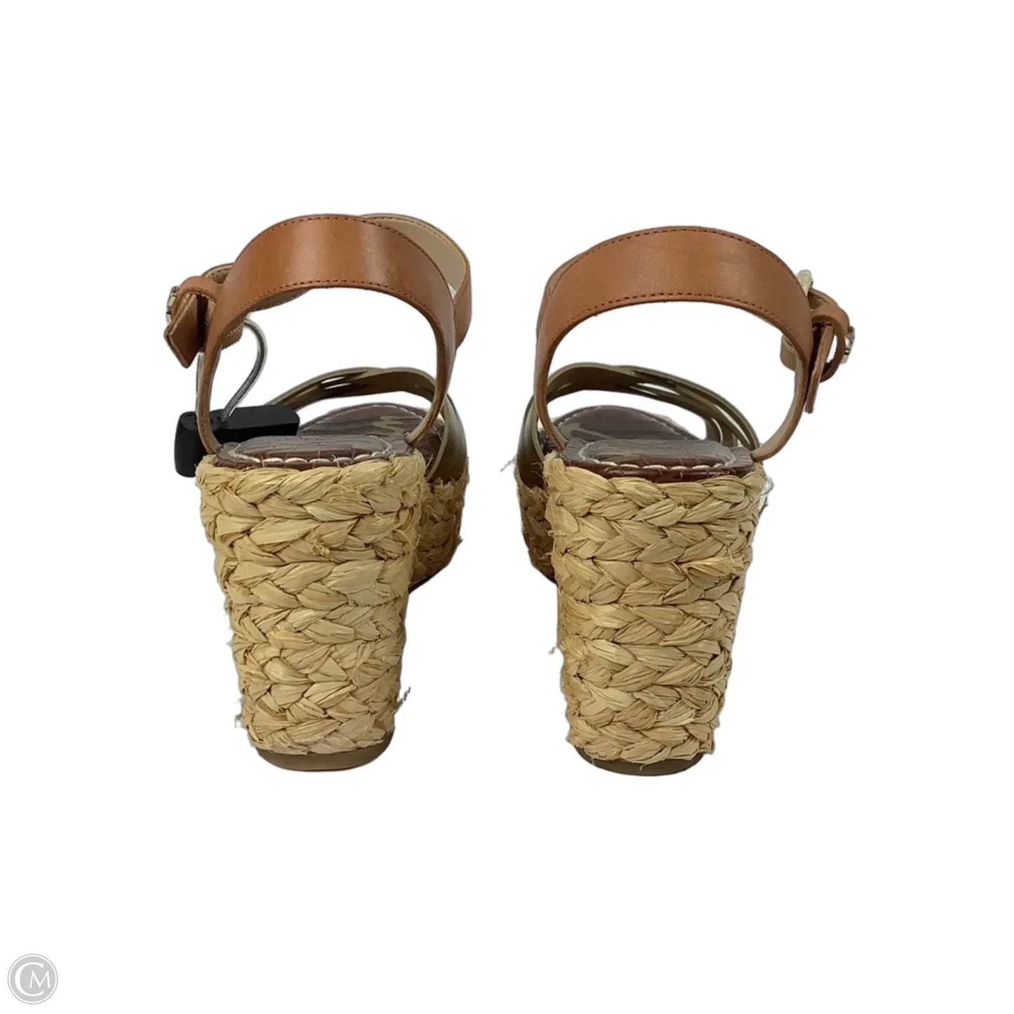 Sandals Heels Wedge By Sam Edelman In Gold & Tan, Size: 8.5