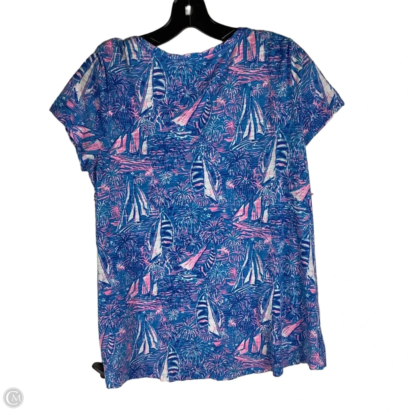 Top Short Sleeve Designer By Lilly Pulitzer In Blue, Size: M