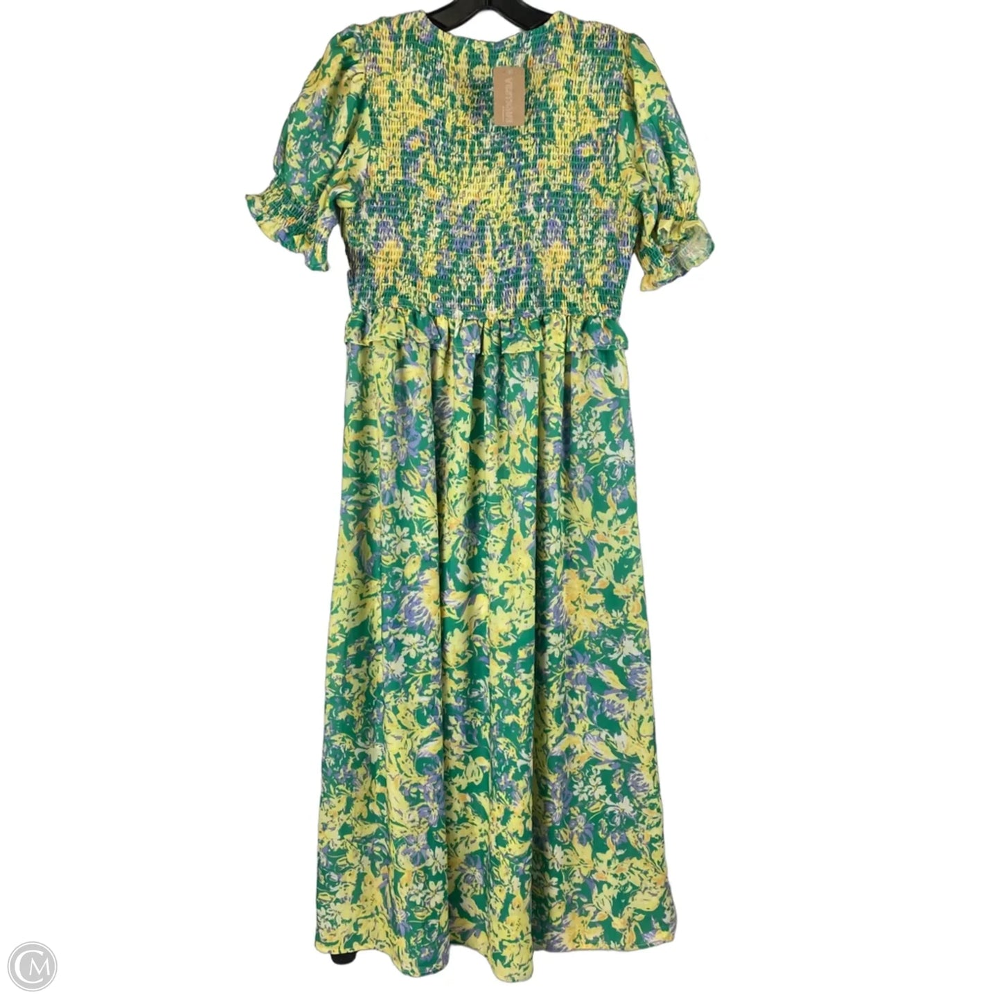 Dress Party Long By Vestique In Green & Yellow, Size: M