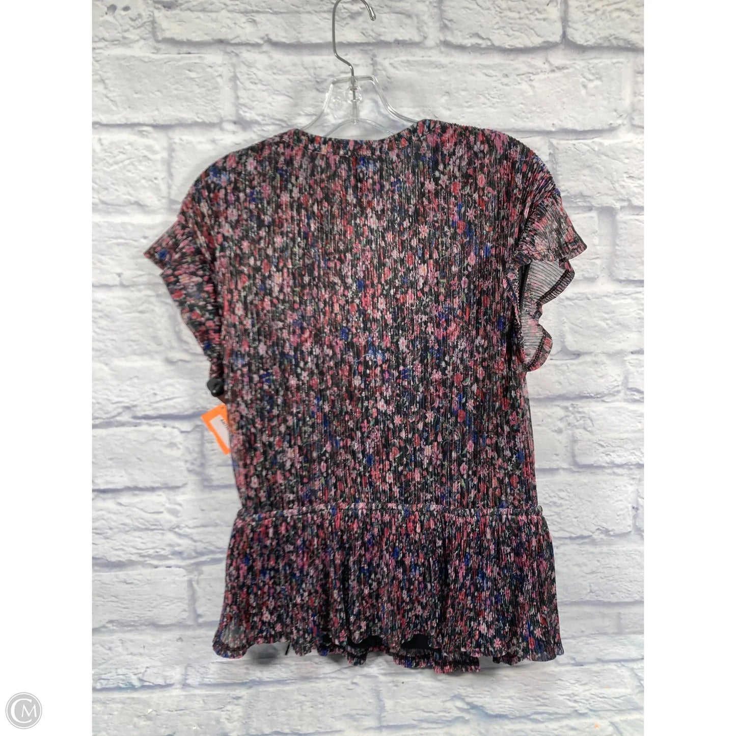 Blouse Short Sleeve By Anthropologie In Black & Pink, Size: M