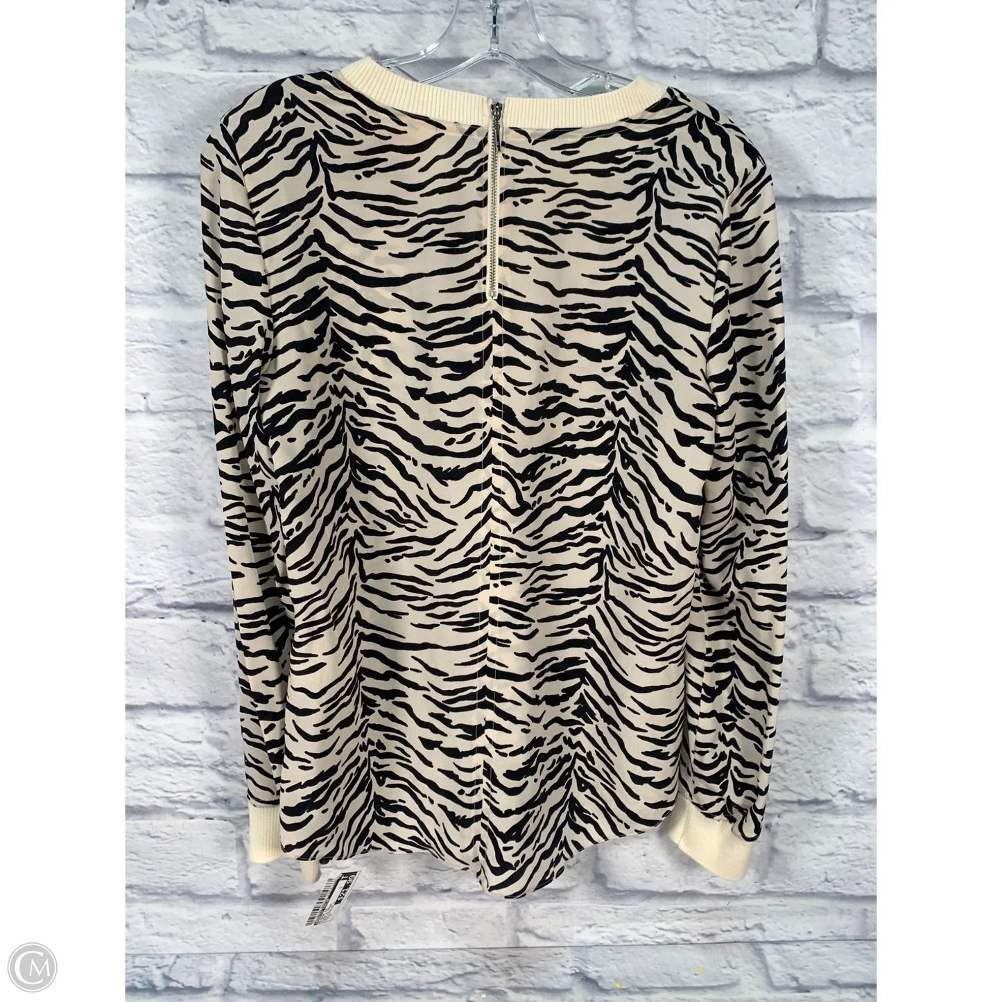 Blouse Long Sleeve By Rebecca Taylor In Black & Cream, Size: S