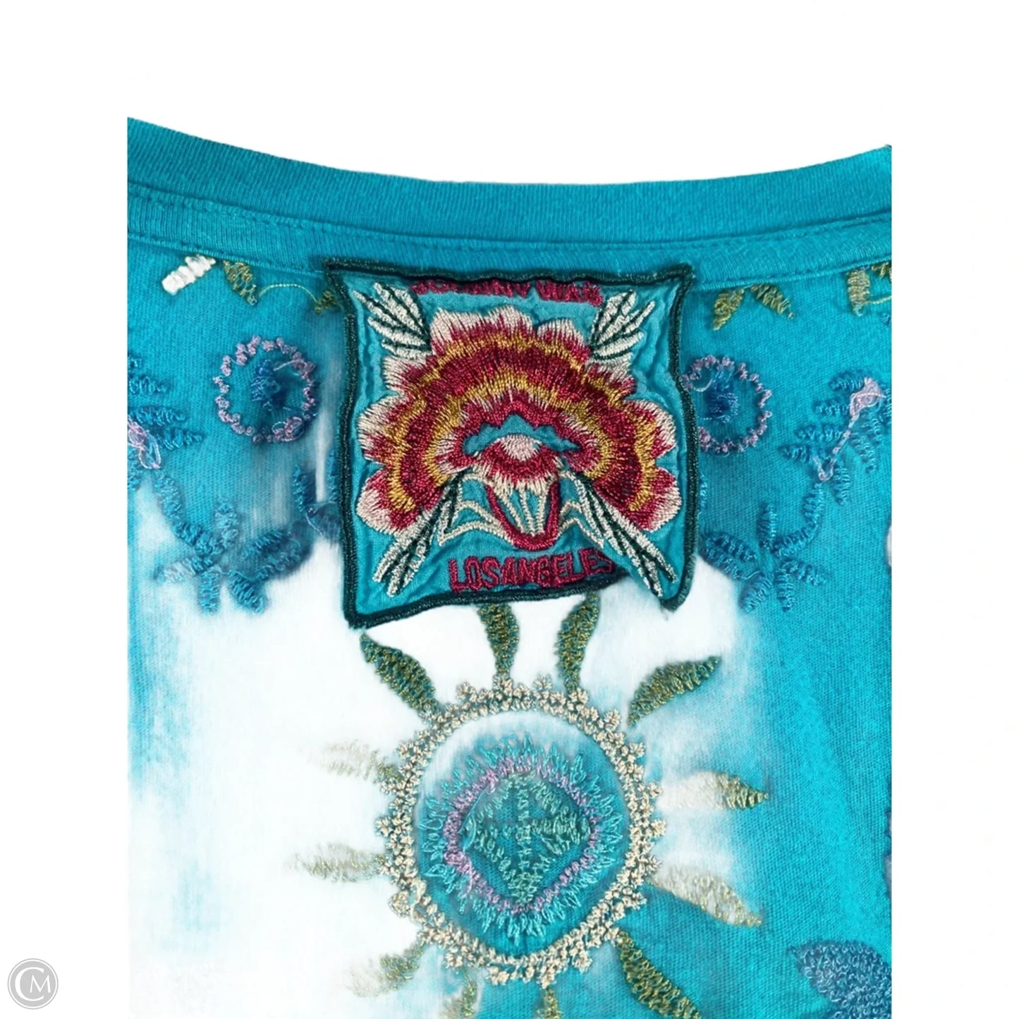 Top Short Sleeve By Johnny Was In Blue & Pink, Size: S