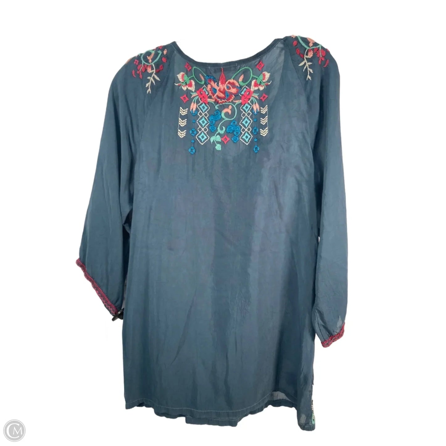 Blouse Long Sleeve By Johnny Was In Blue, Size: S