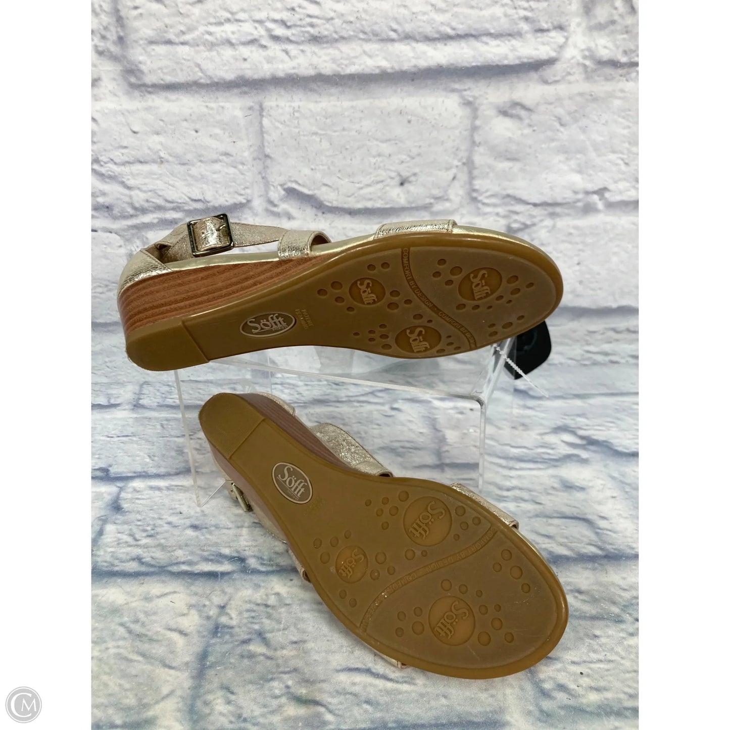 Sandals Heels Wedge By Sofft In Gold, Size: 7