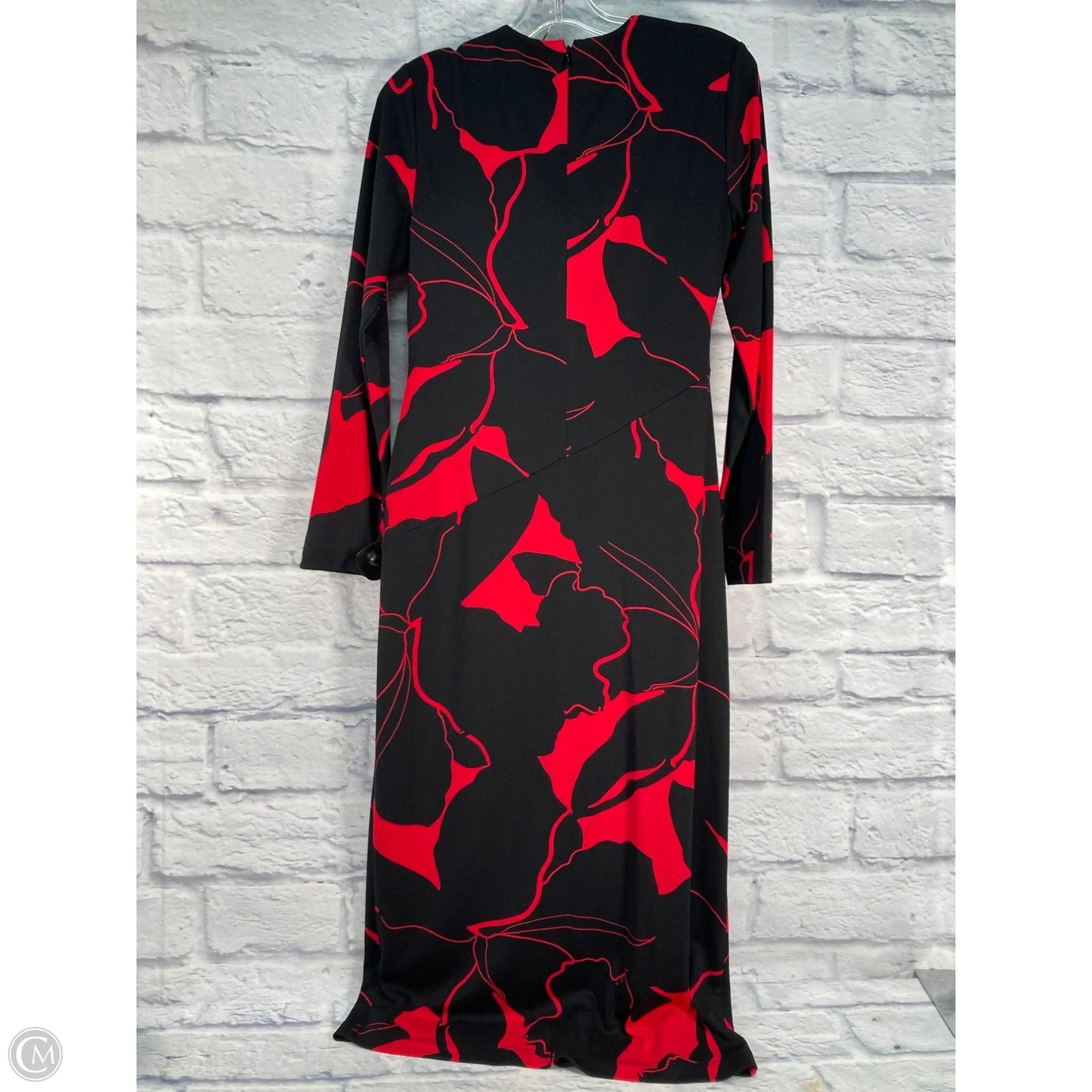 Dress Party Midi By Donna Karan In Black & Red, Size: M
